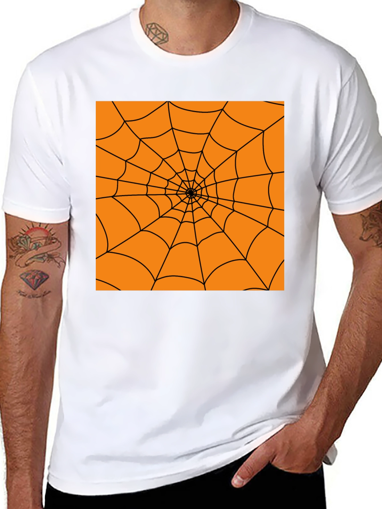Halloween Spider Web Graphic Tee - Black