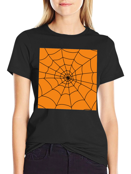 Halloween Spider Web Graphic Tee - Black