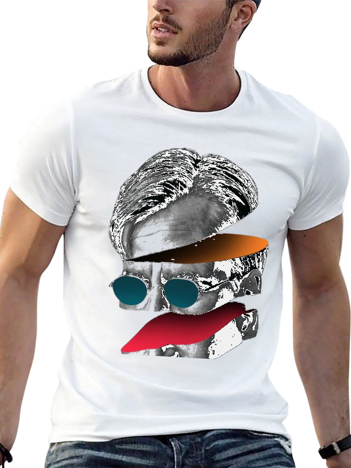 Abstract Face Graphic Tee - Mens Black T-Shirt