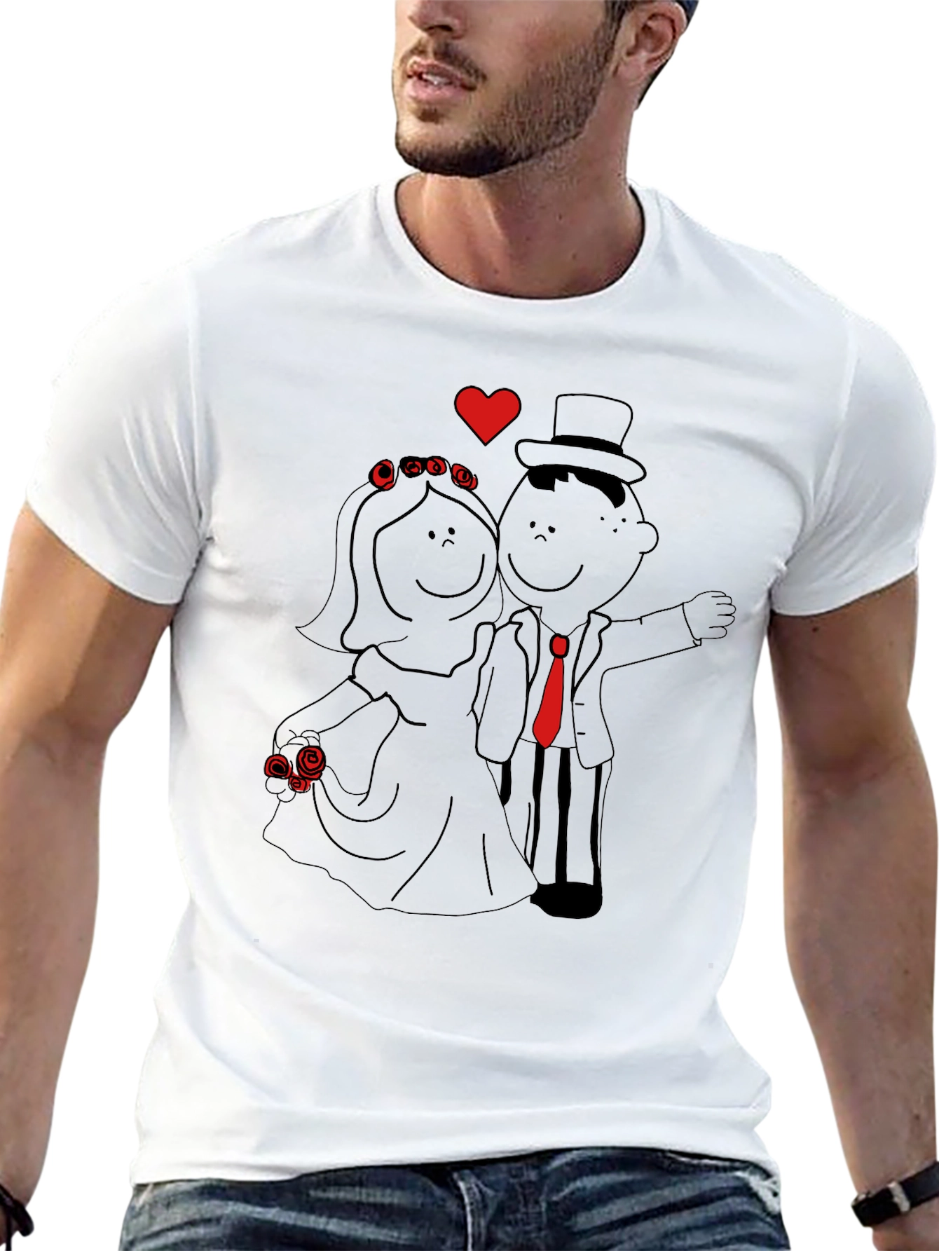 Cartoon Wedding T-Shirt - Bride & Groom