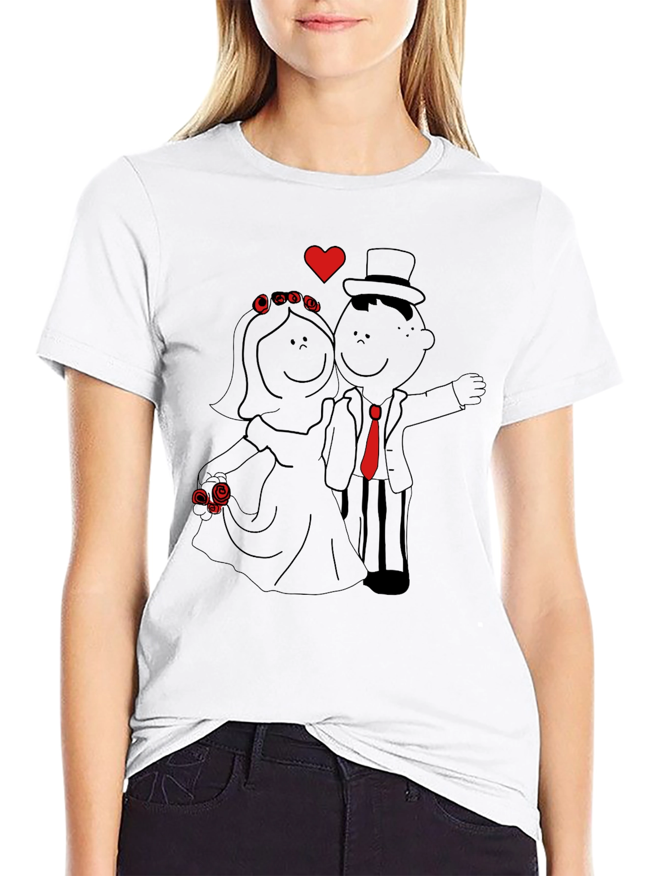 Cartoon Wedding T-Shirt - Bride & Groom