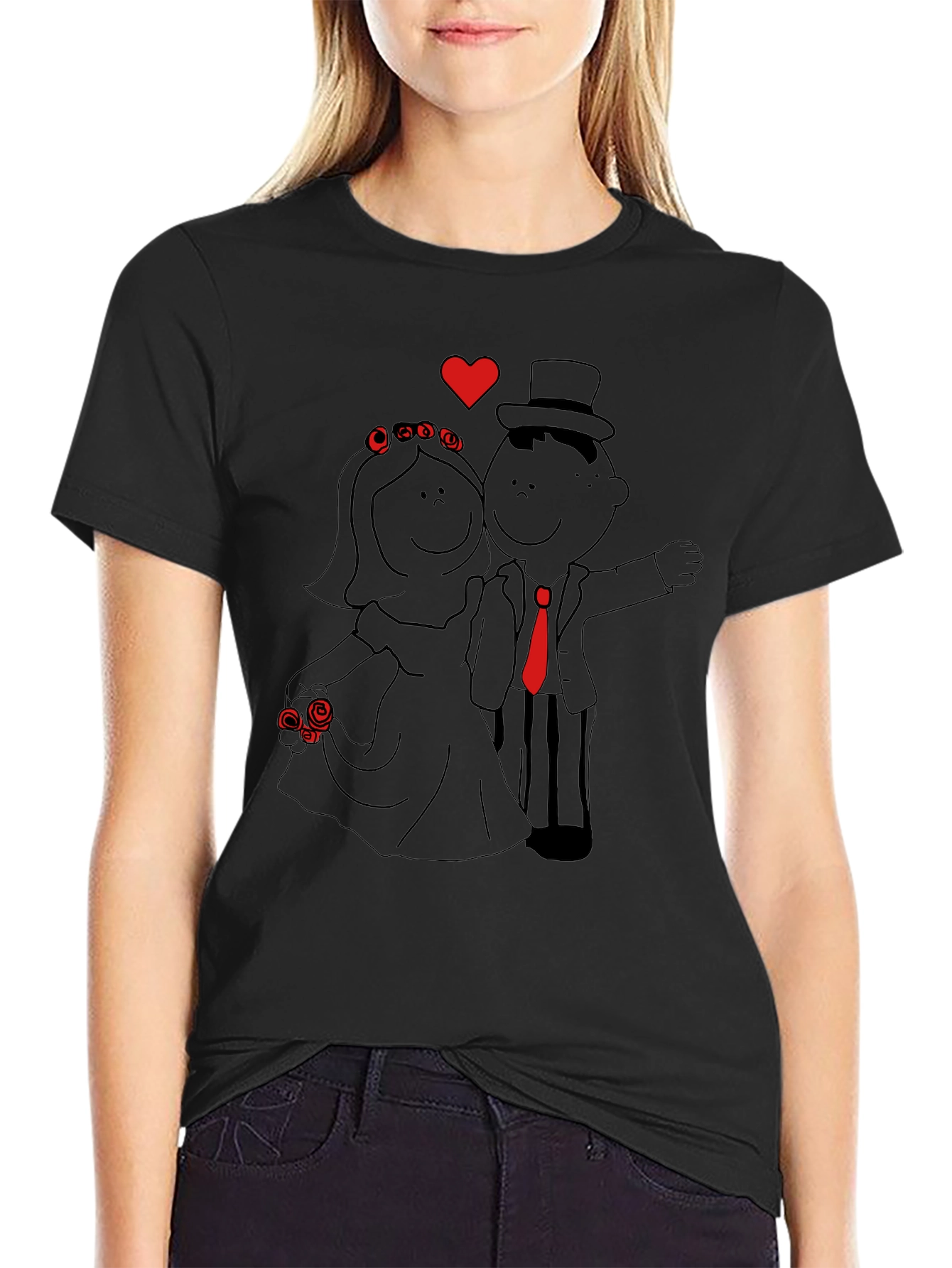 Cartoon Wedding T-Shirt - Bride & Groom