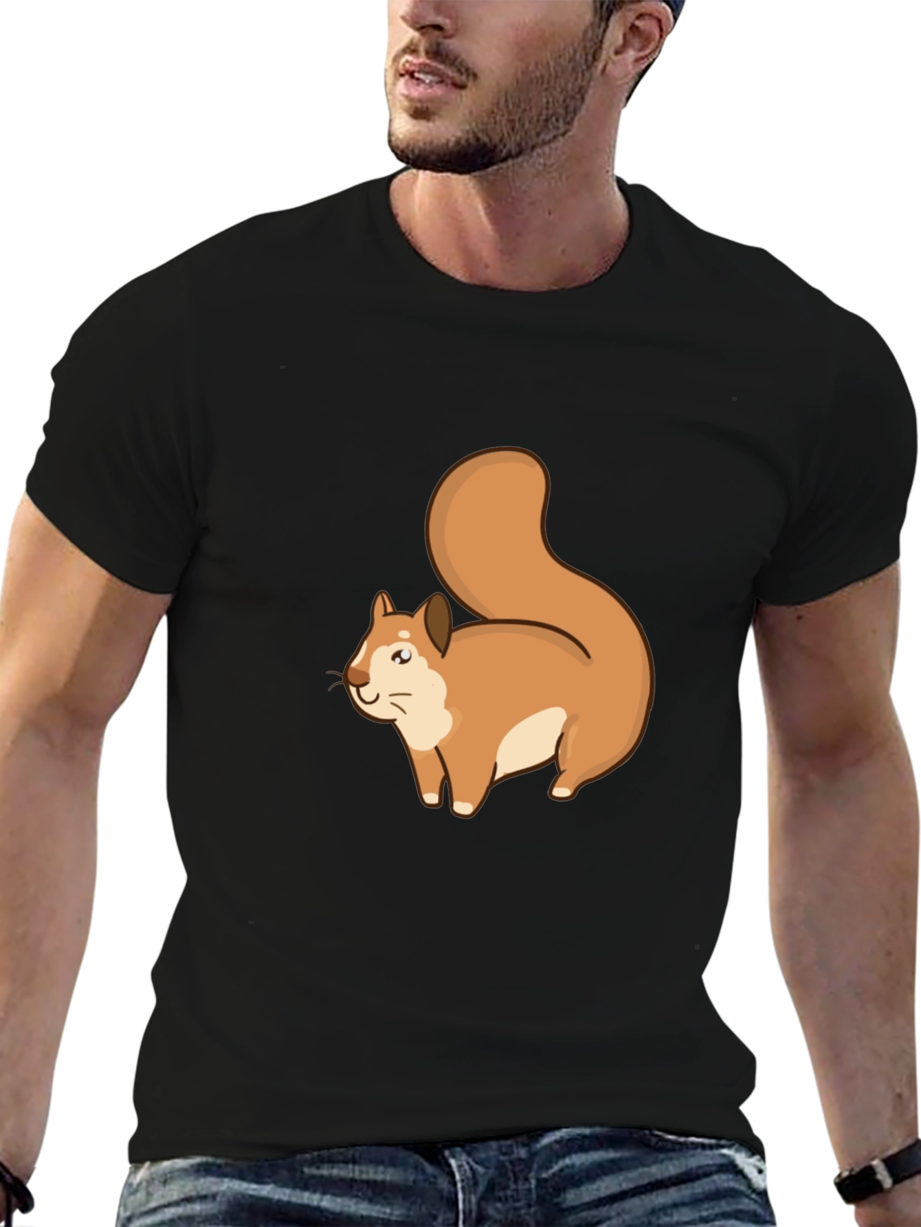 Squirrel Graphic Tee - Black Cotton T-Shirt