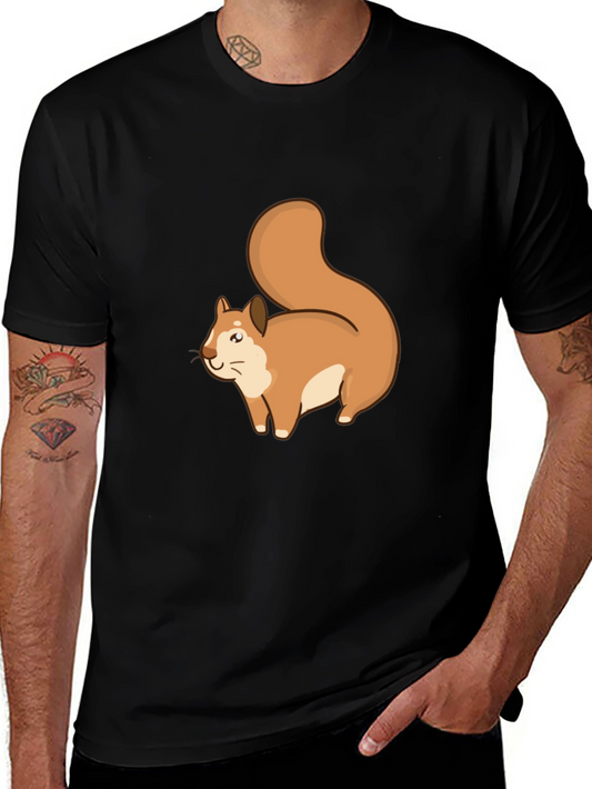 Squirrel Graphic Tee - Black Cotton T-Shirt