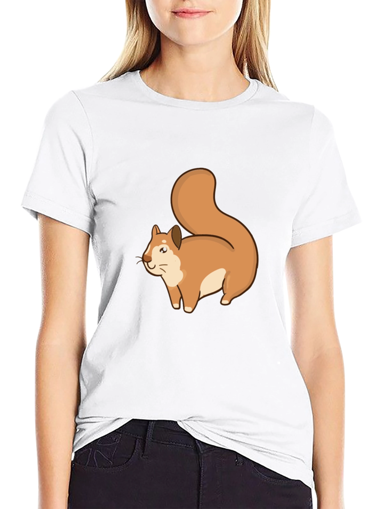 Squirrel Graphic Tee - Black Cotton T-Shirt