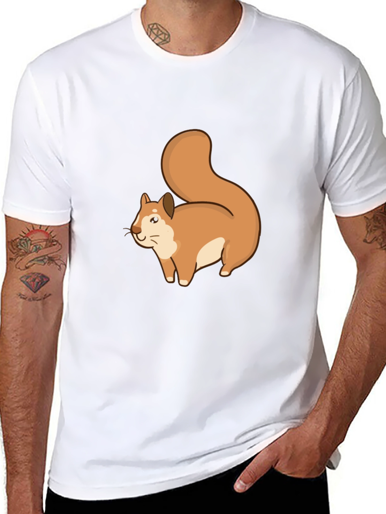 Squirrel Graphic Tee - Black Cotton T-Shirt