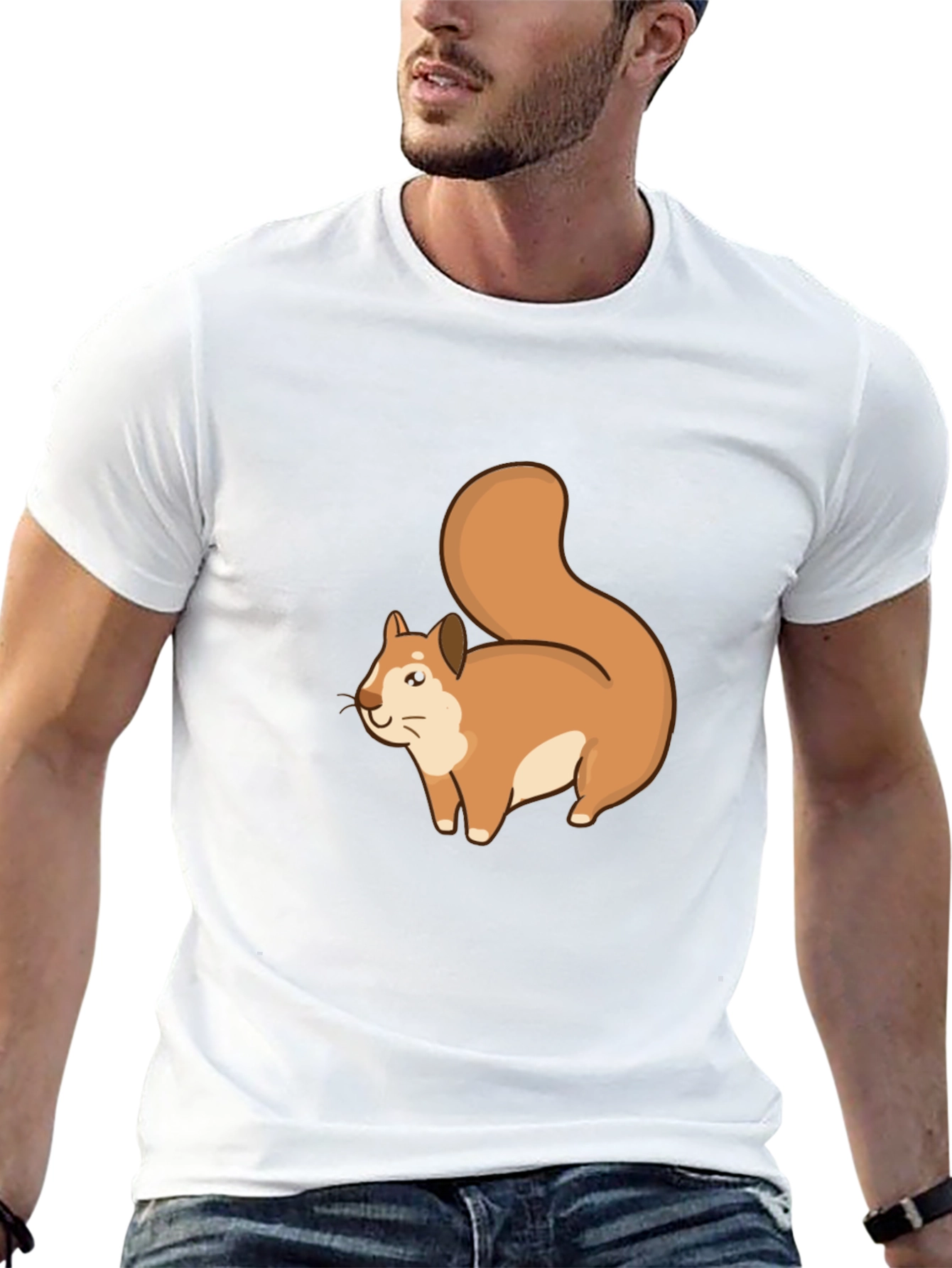 Squirrel Graphic Tee - Black Cotton T-Shirt