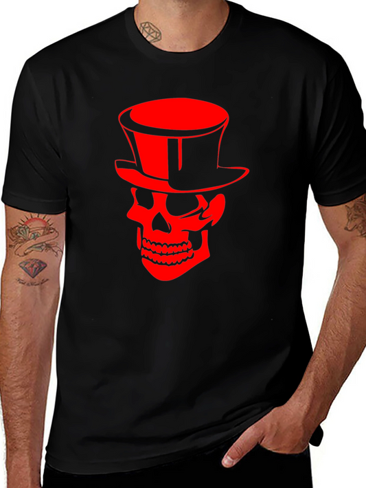 Skull in Top Hat Graphic Tee - Mens Black T-Shirt