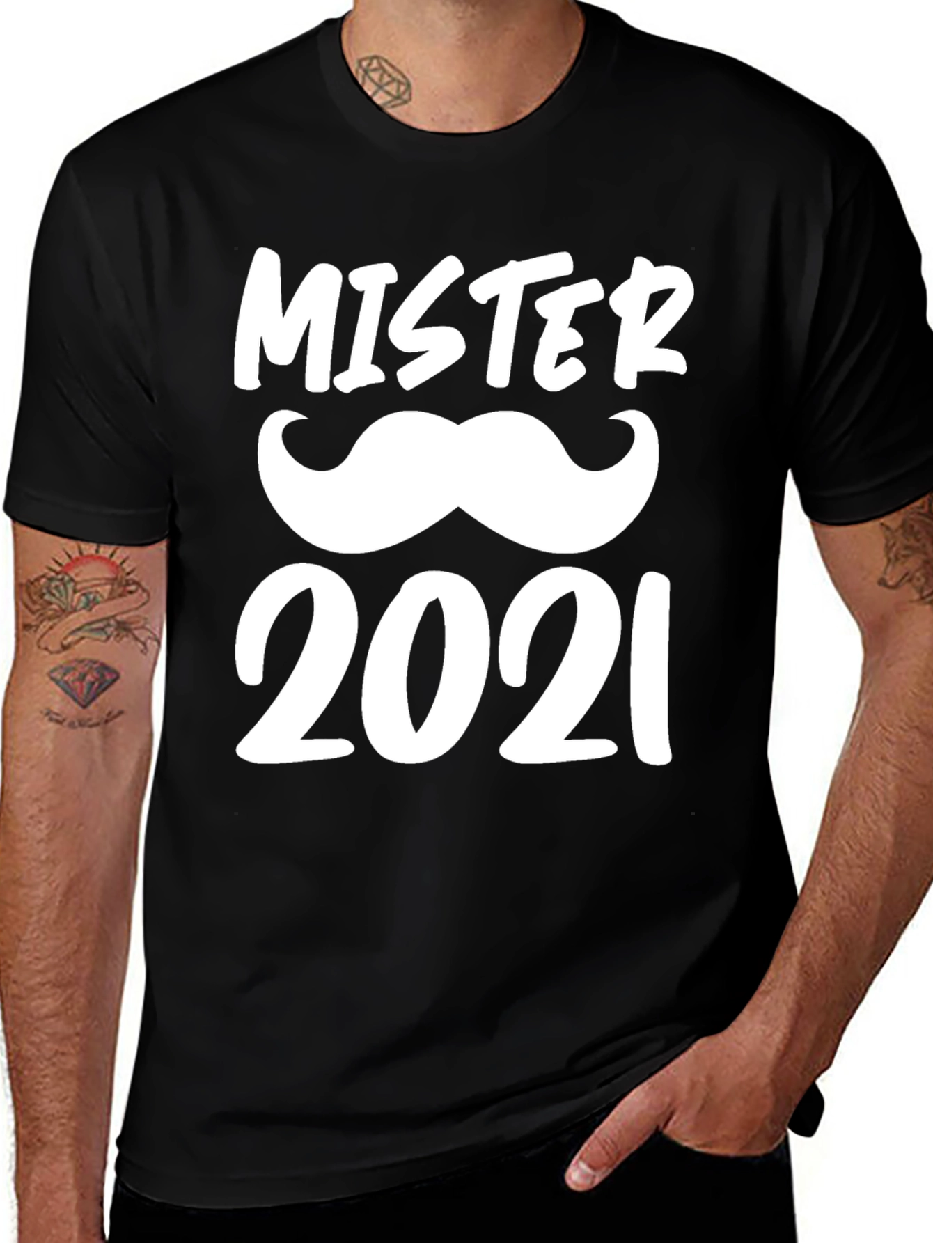 Mister 2021 Mustache Graphic T-Shirt