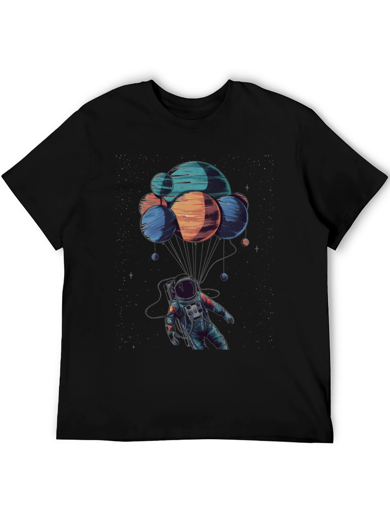 Astronaut Planet Balloon T-Shirt - Space Graphic Tee