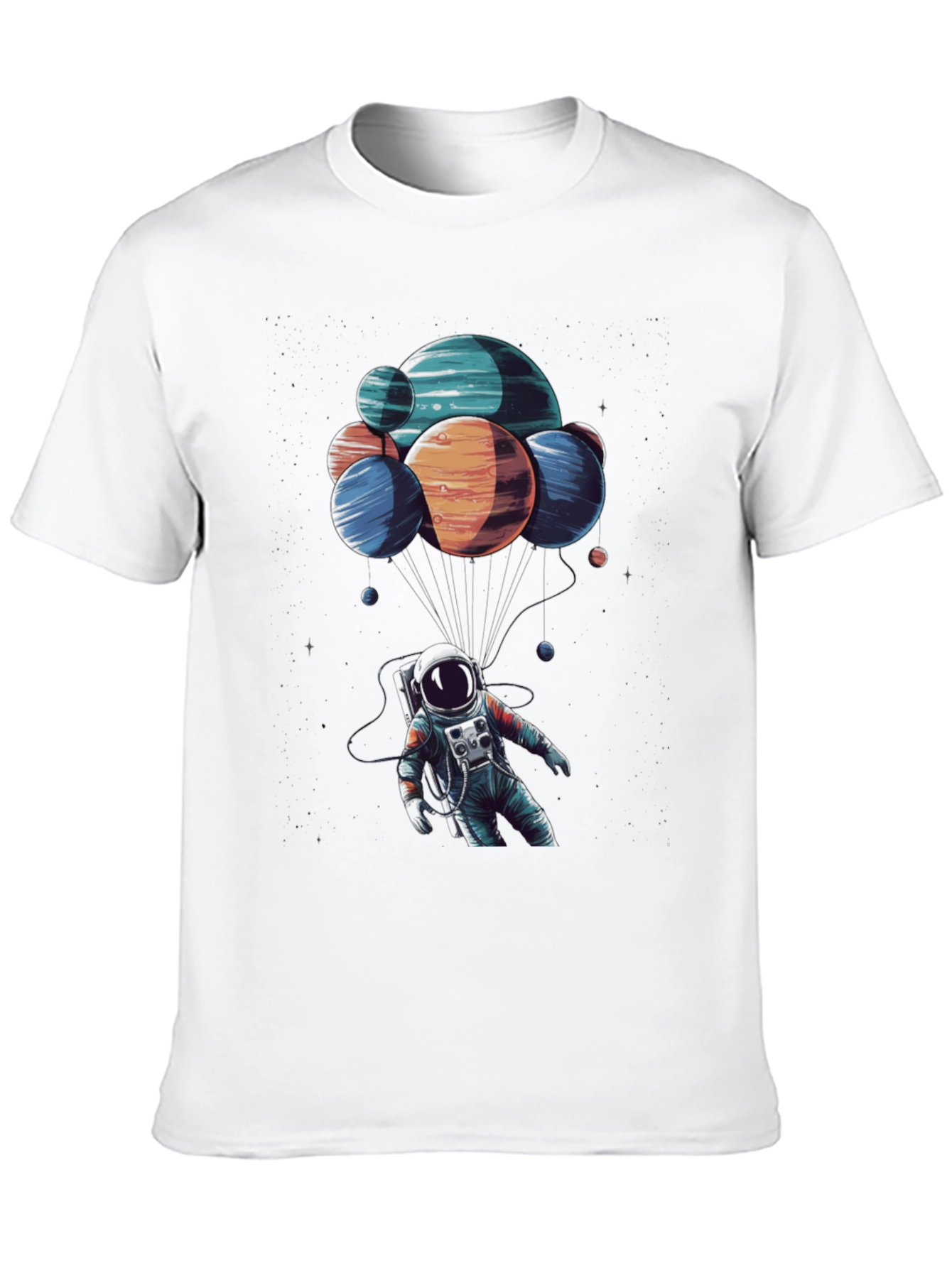Astronaut Planet Balloon T-Shirt - Space Graphic Tee