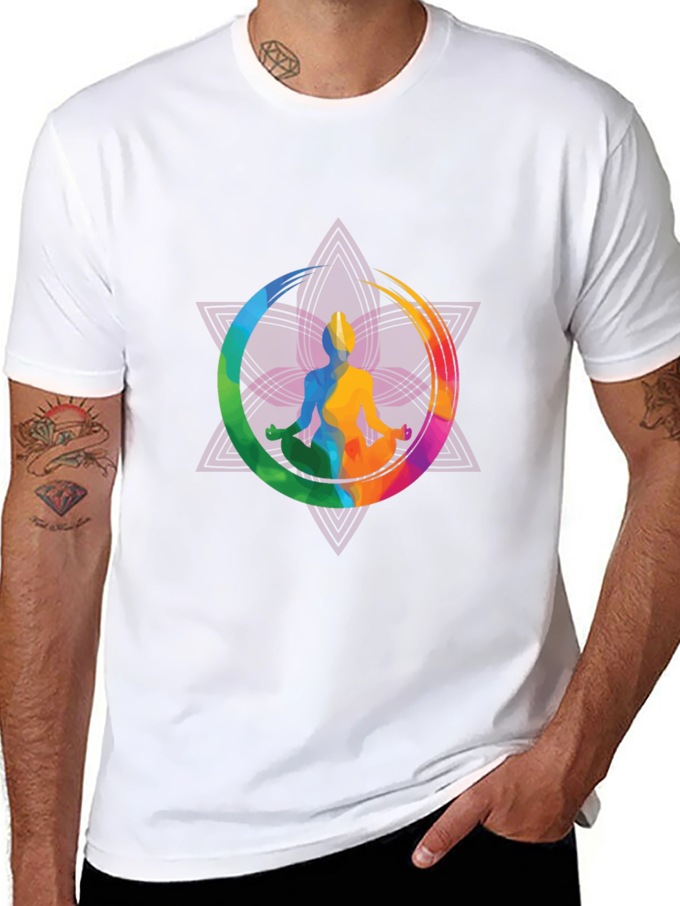 Yoga Meditation Graphic Tee - Mens Black T-Shirt