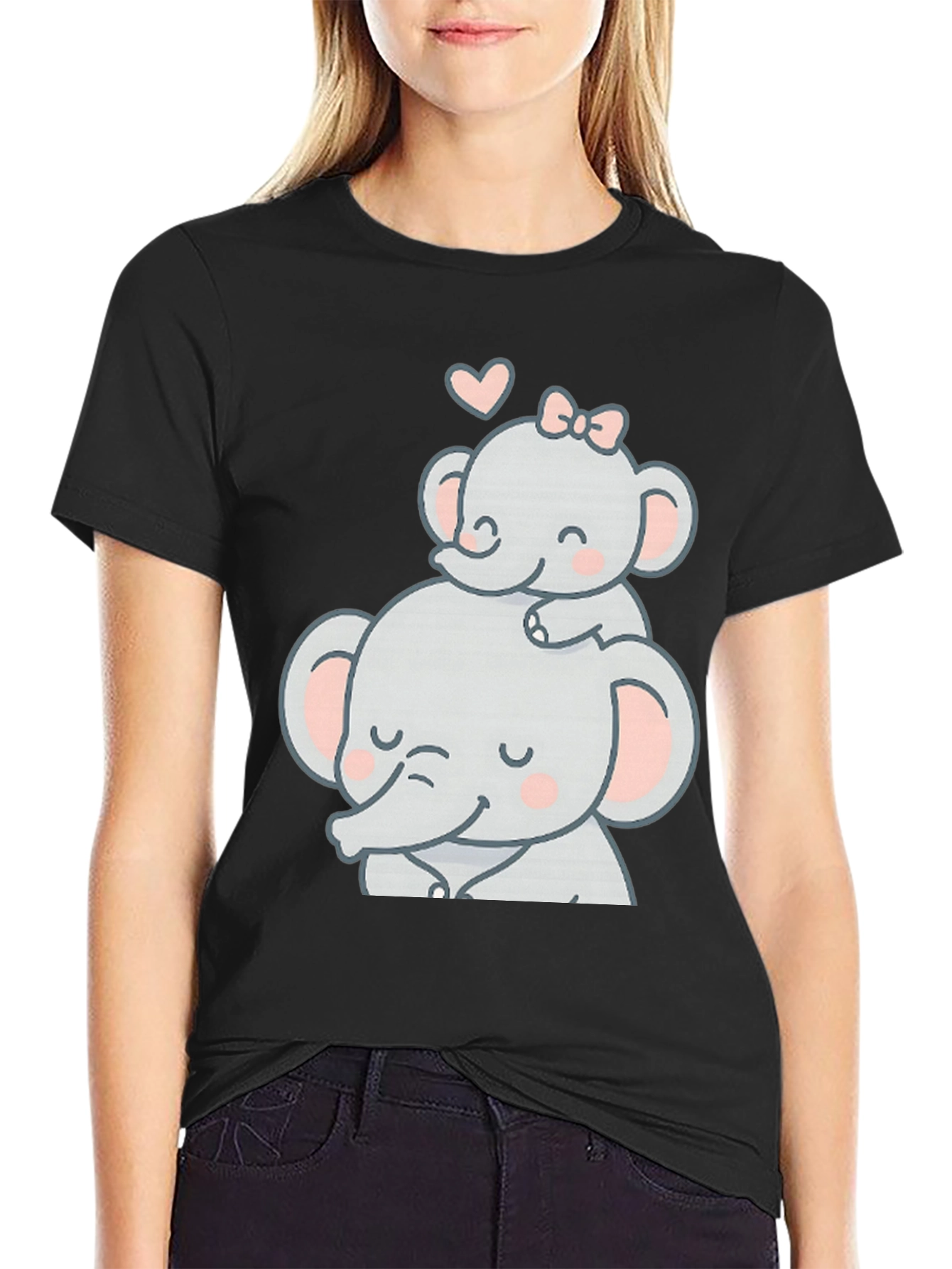 Cute Elephant Mom & Baby Graphic Tee