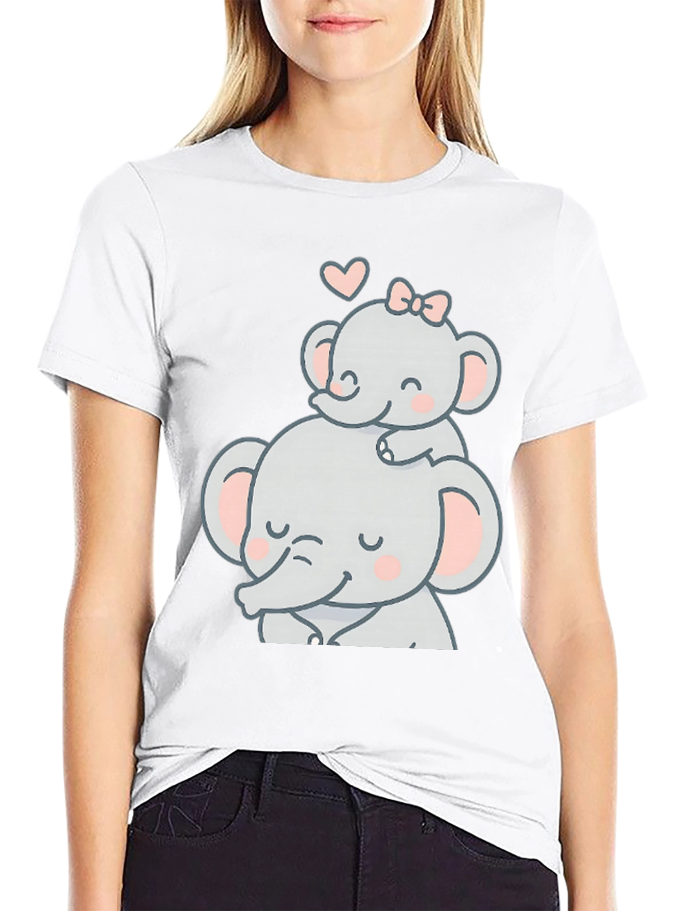 Cute Elephant Mom & Baby Graphic Tee