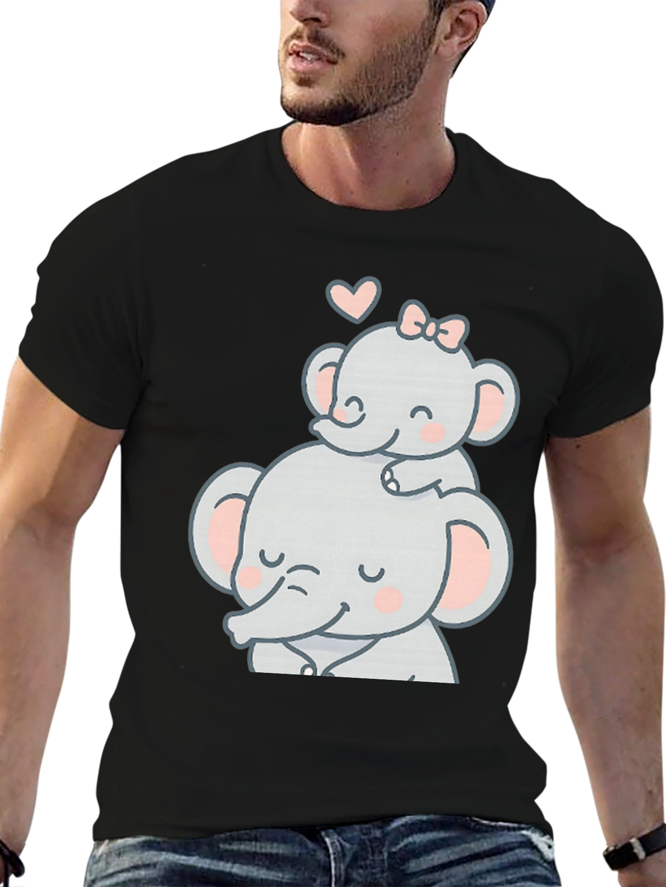 Cute Elephant Mom & Baby Graphic Tee