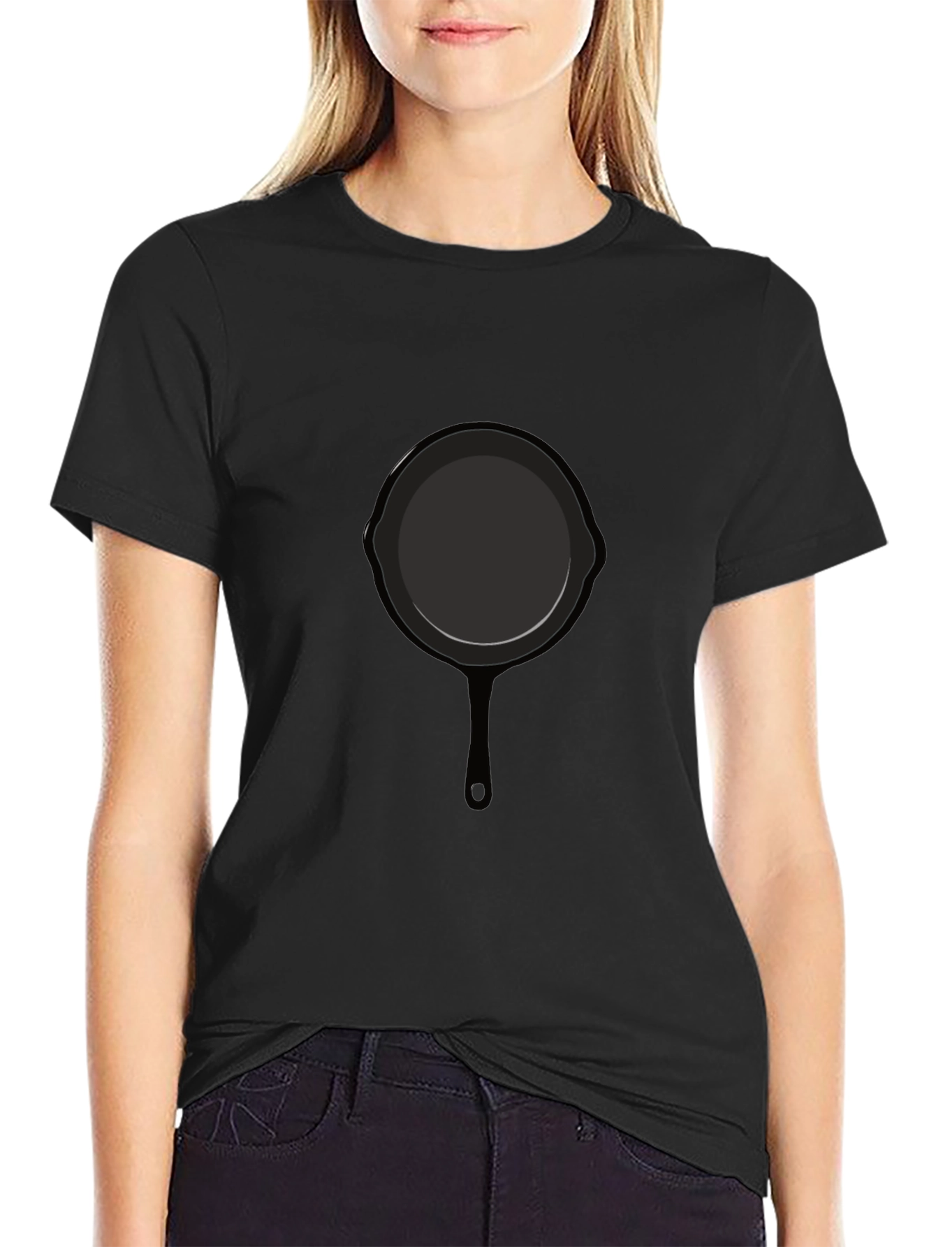 Funny Cast Iron Skillet Graphic Tee - Black