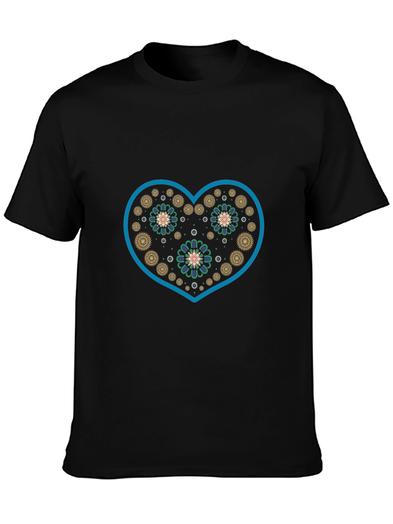 Heart Floral Graphic Black Tee