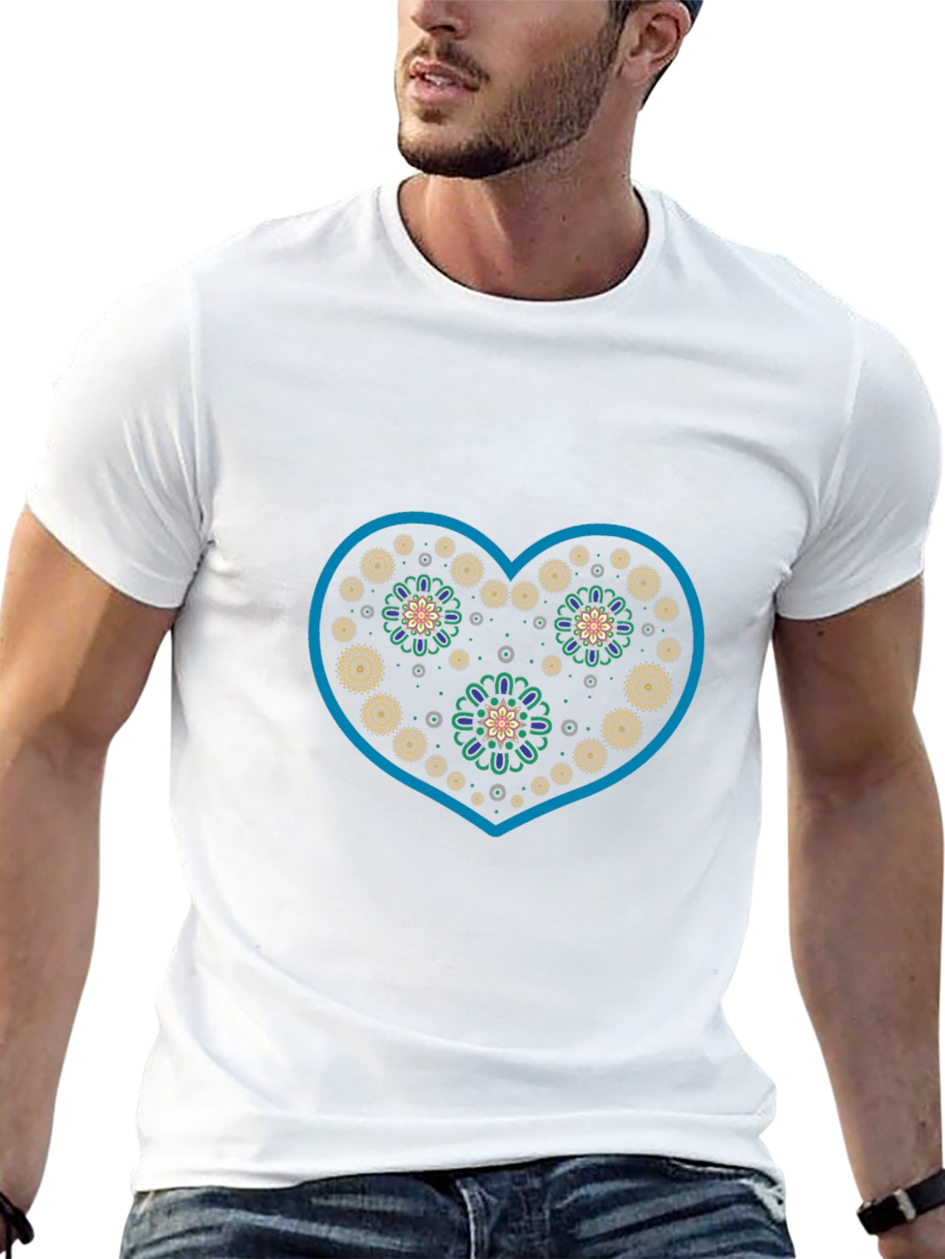Heart Floral Graphic Black Tee