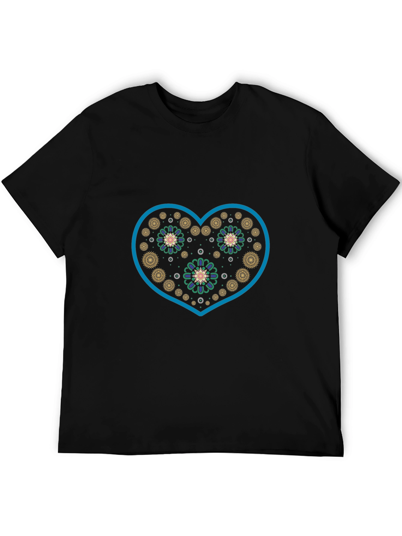 Heart Floral Graphic Black Tee