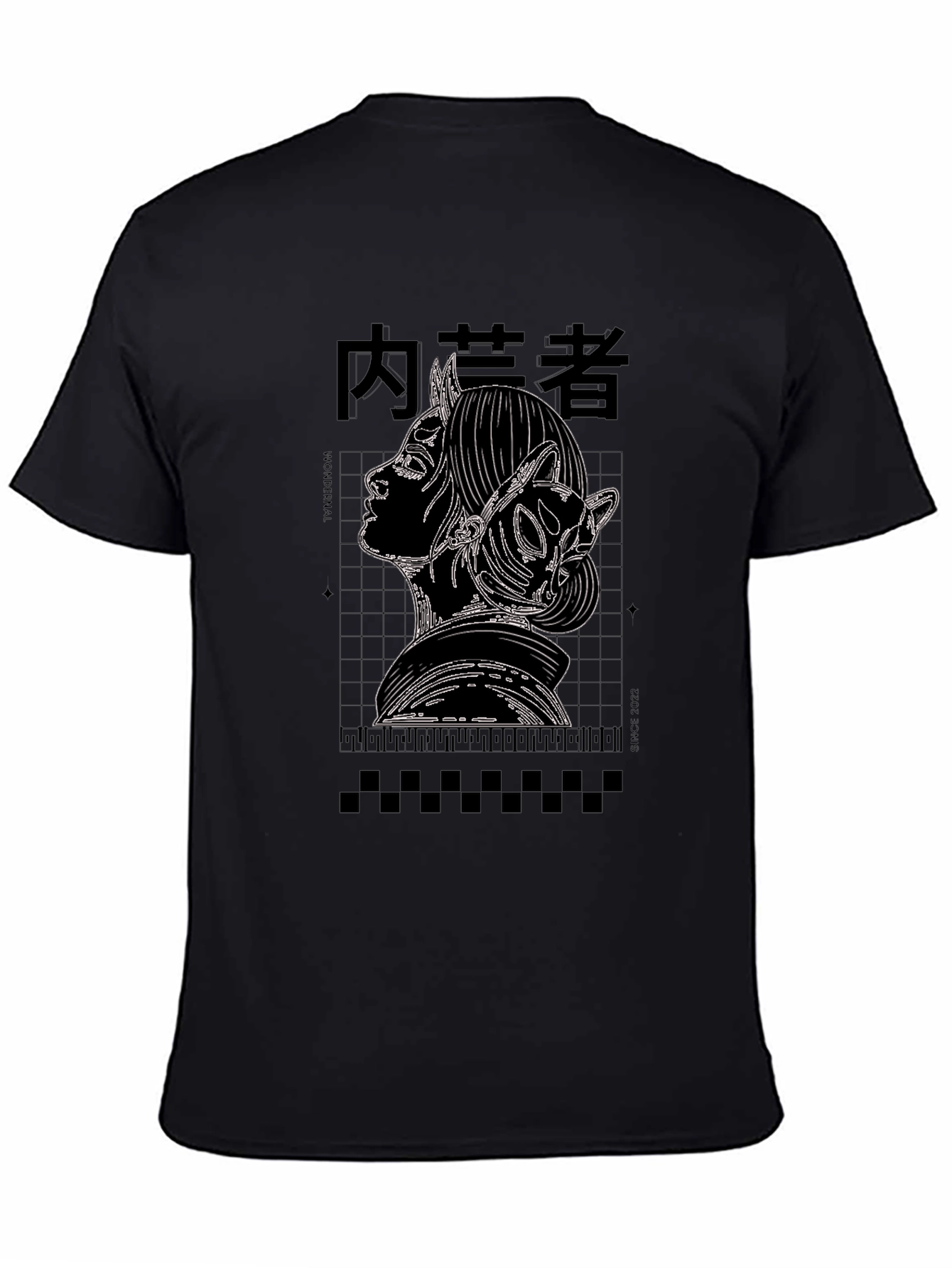 Anime Girl Graphic Print Black T-Shirt