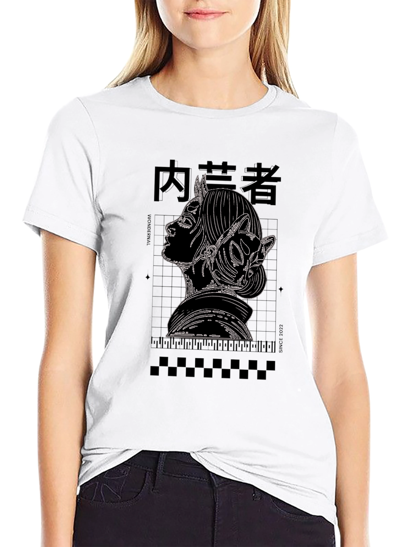 Anime Girl Graphic Print Black T-Shirt