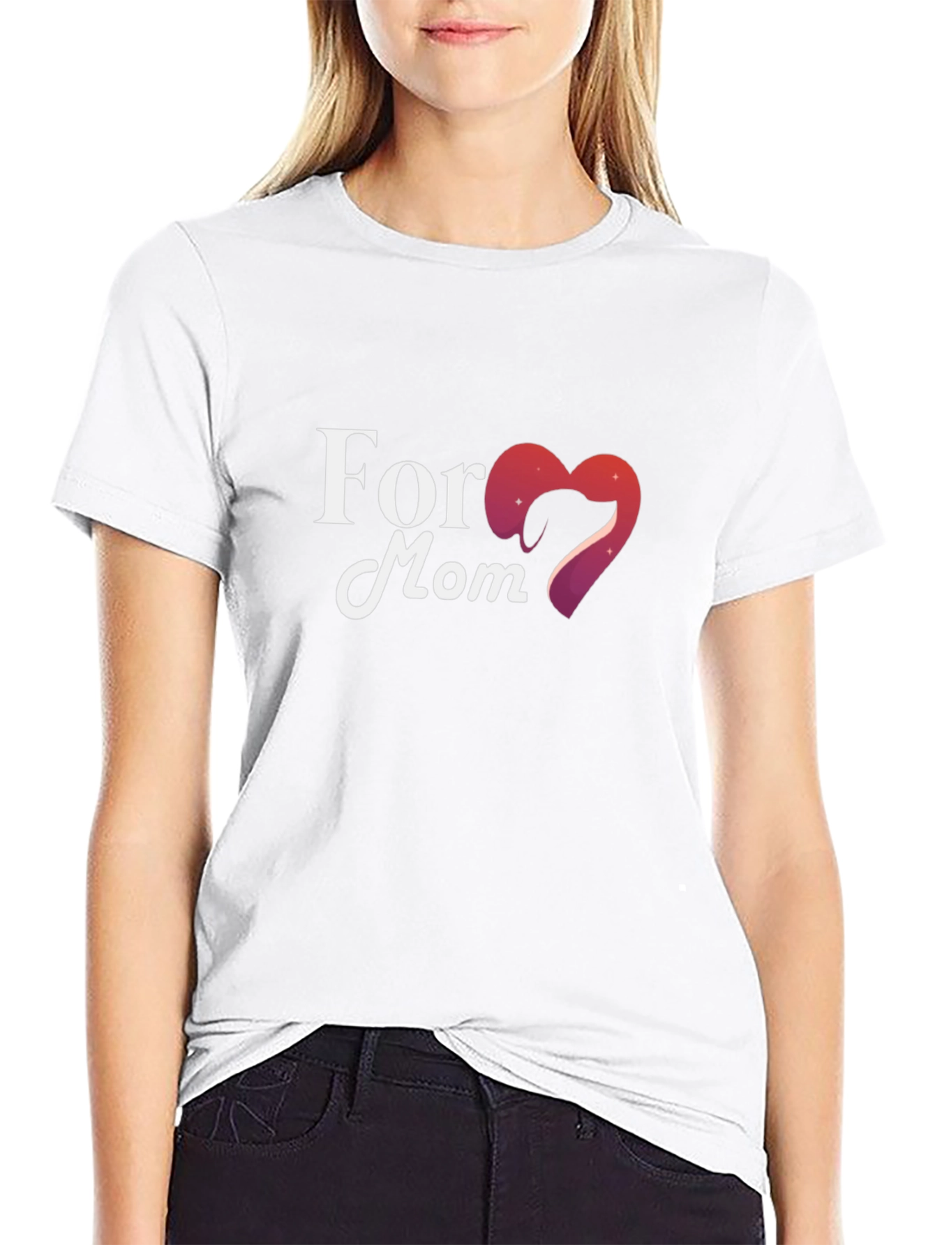 For Mom Heart Graphic Black T-Shirt