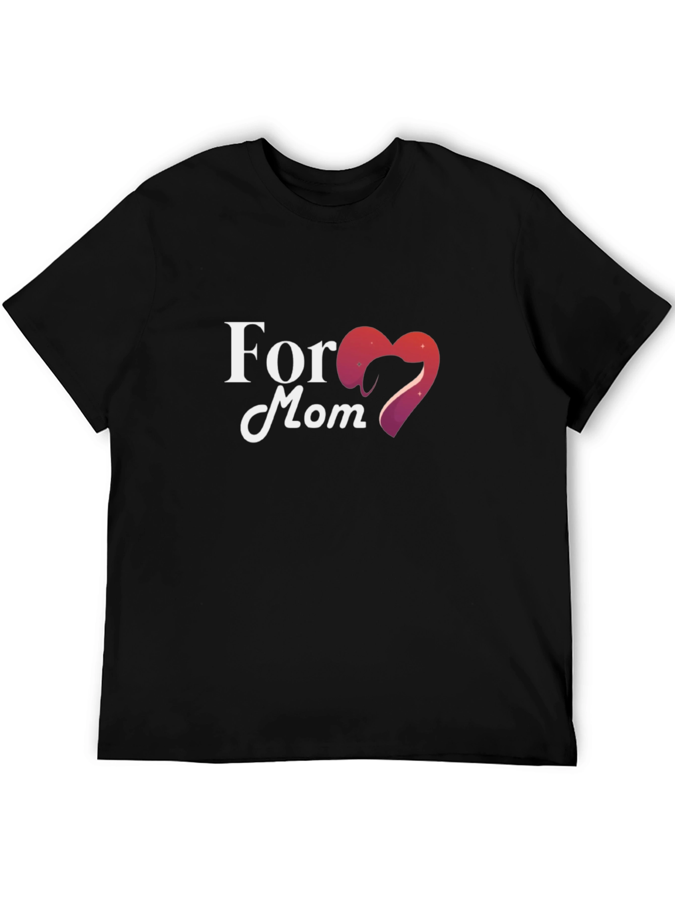 For Mom Heart Graphic Black T-Shirt