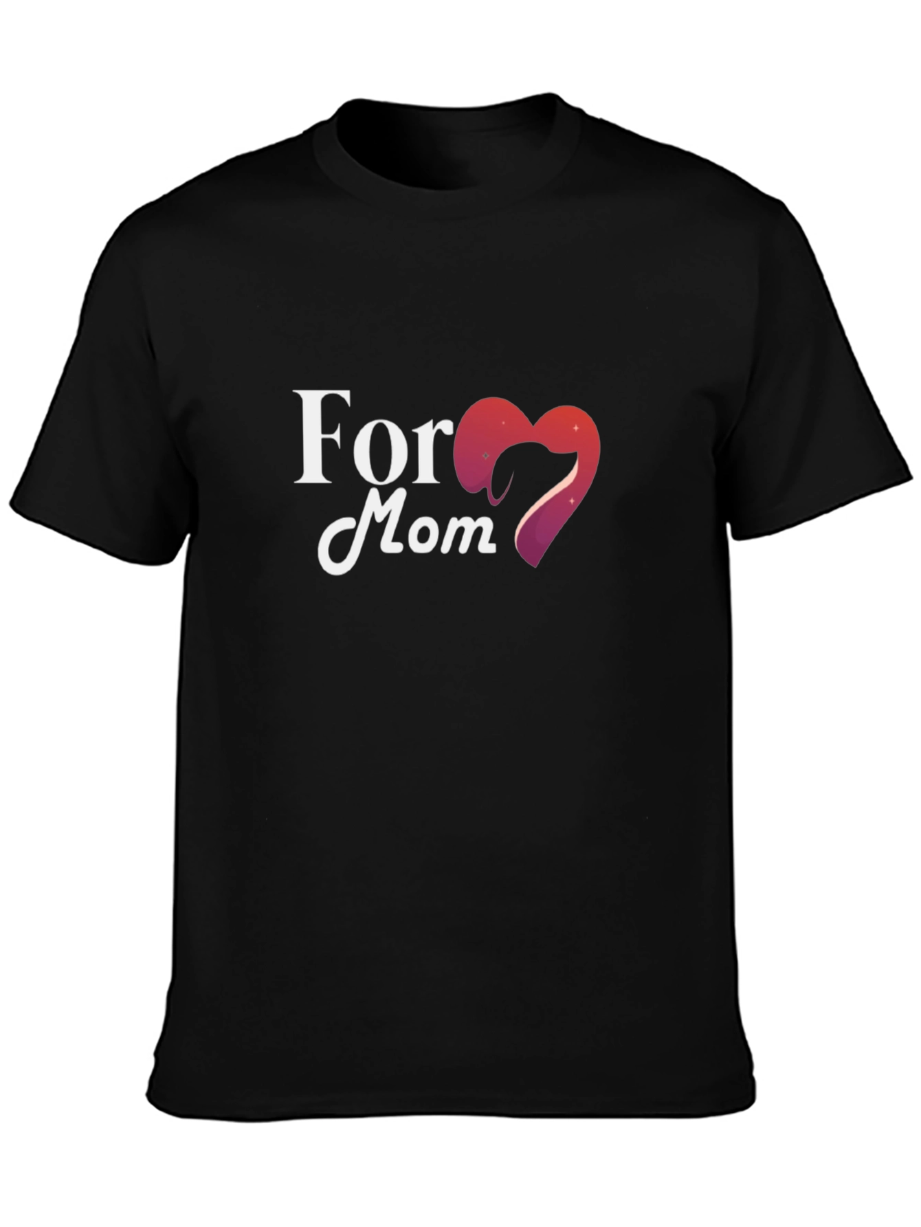 For Mom Heart Graphic Black T-Shirt