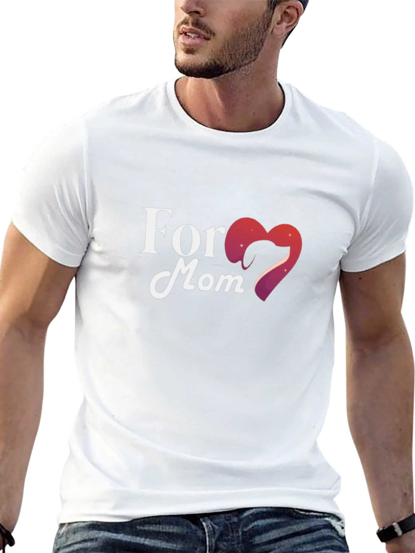 For Mom Heart Graphic Black T-Shirt