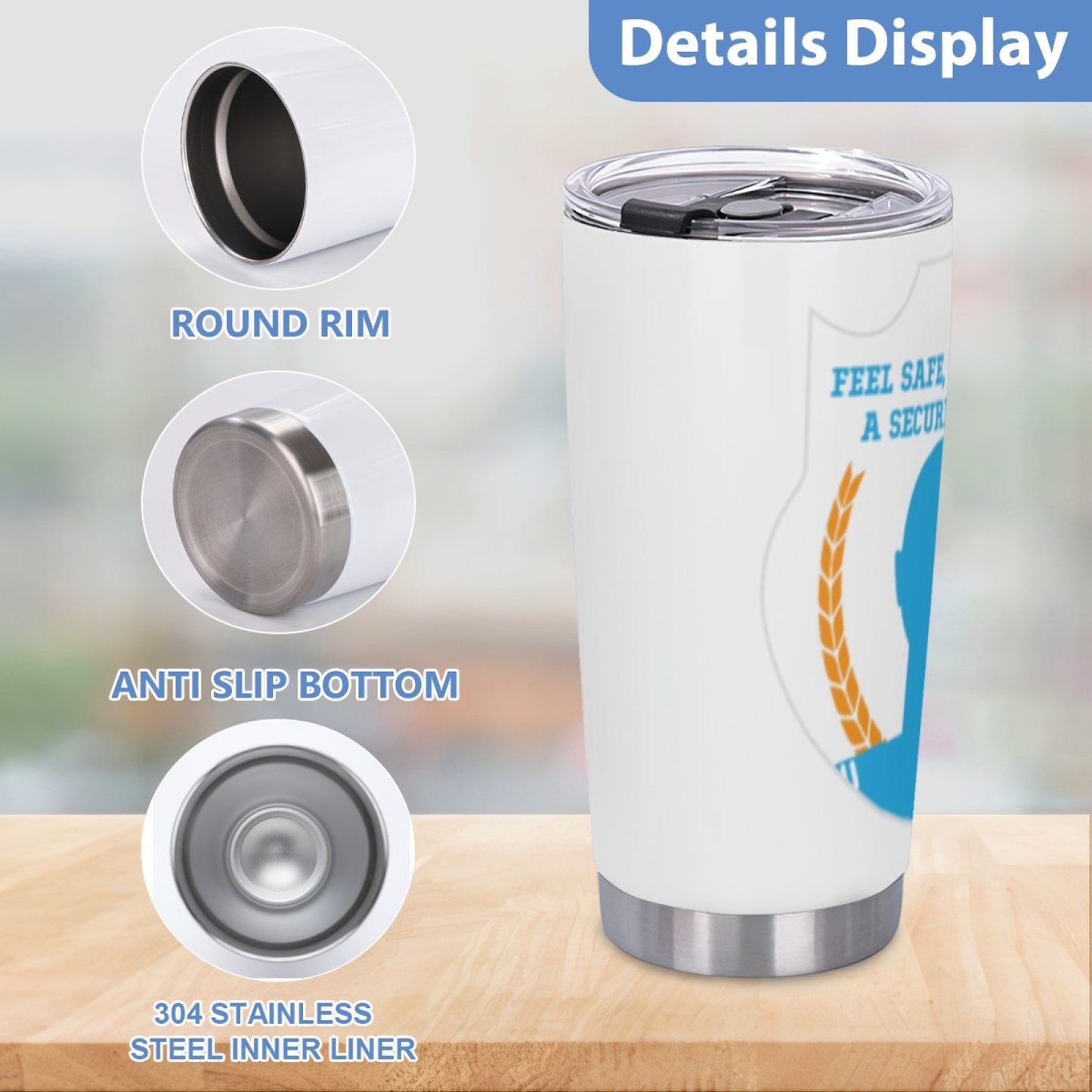 Insulated Stainless Steel Coffee Cup - Leak-Proof Graphic Travel Tumbler