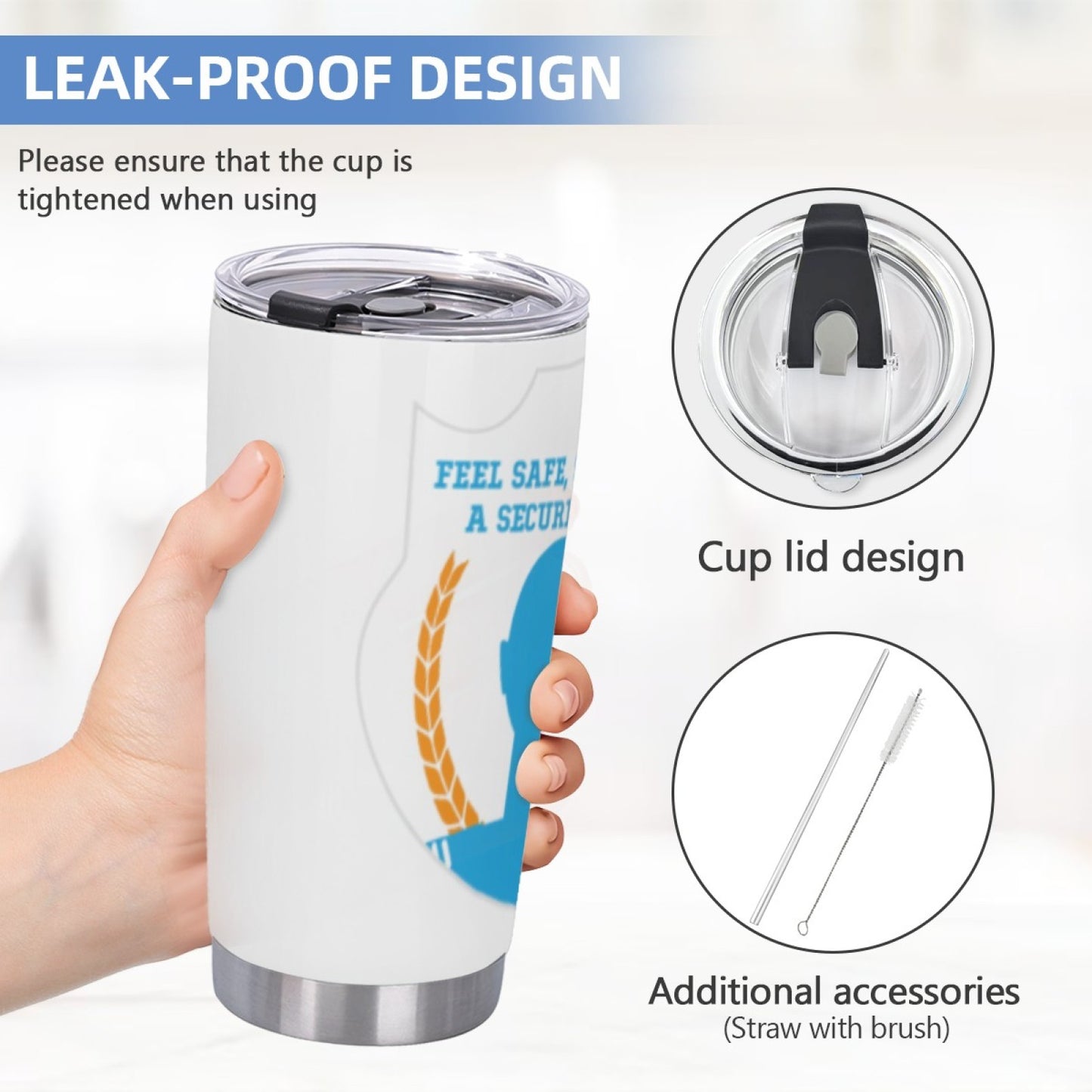 Insulated Stainless Steel Coffee Cup - Leak-Proof Graphic Travel Tumbler