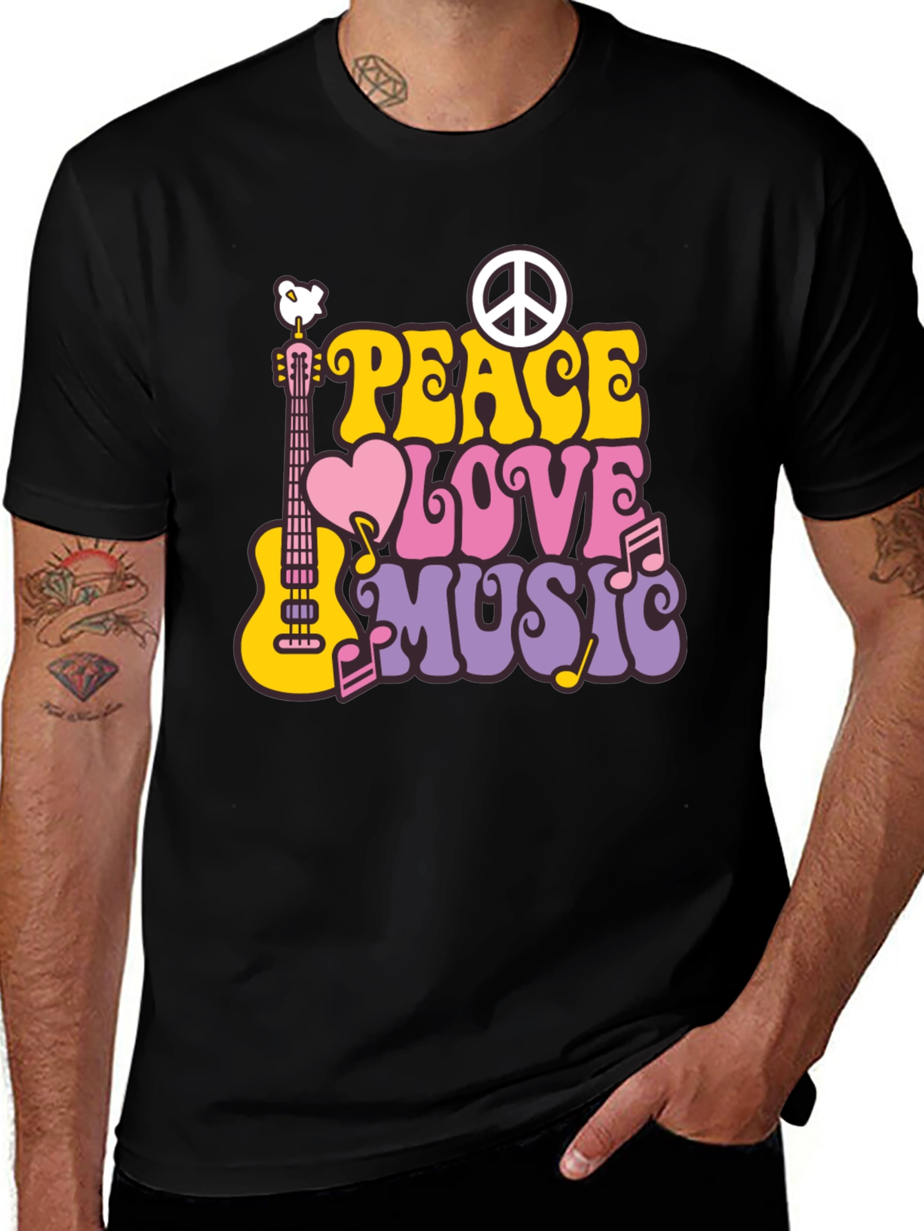 Peace Love Music Retro T-Shirt