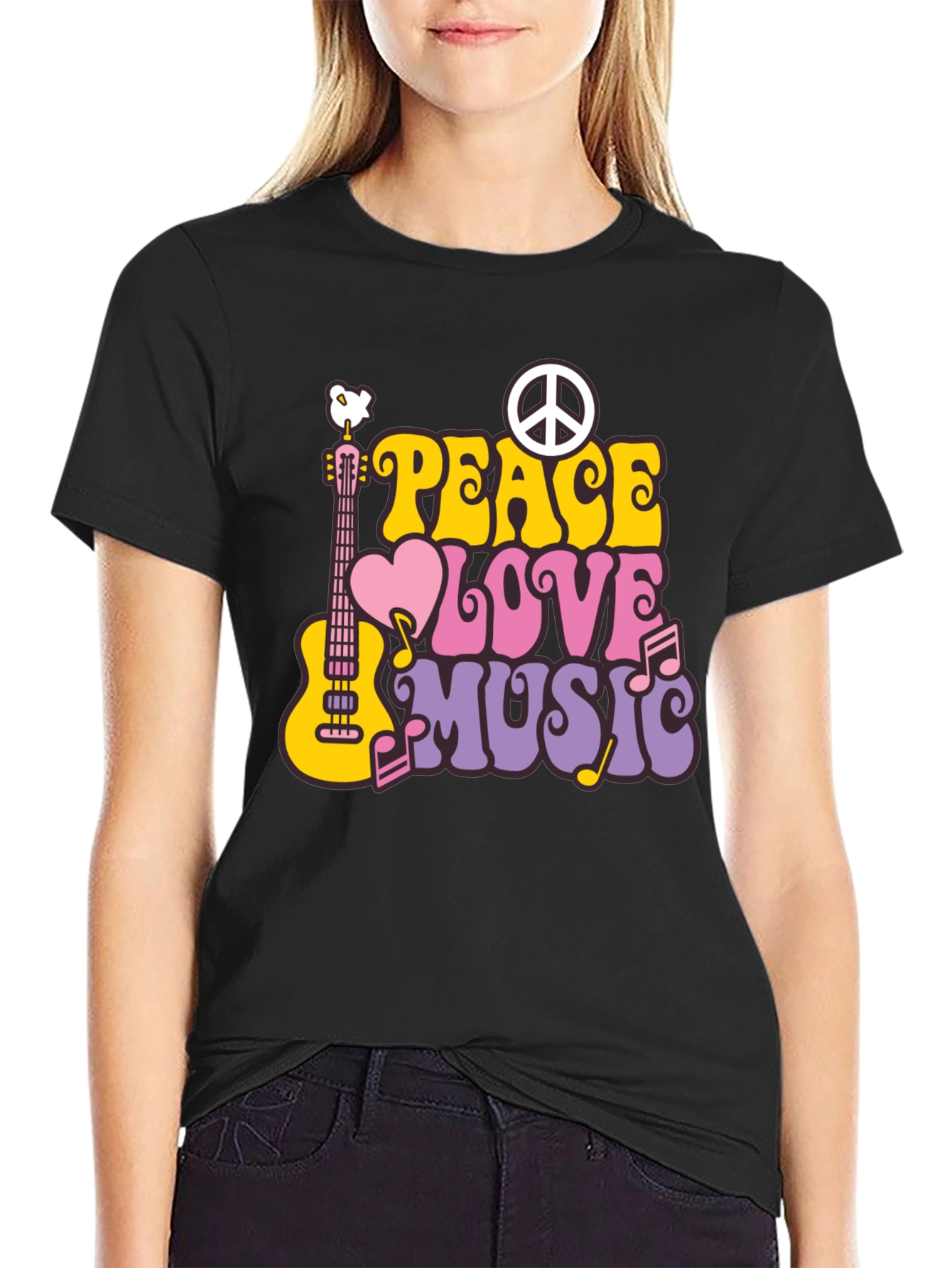 Peace Love Music Retro T-Shirt