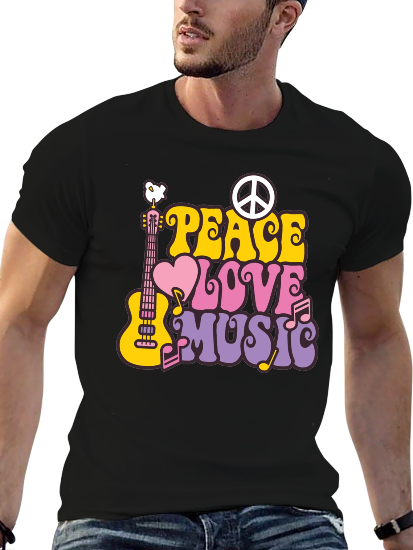 Peace Love Music Retro T-Shirt