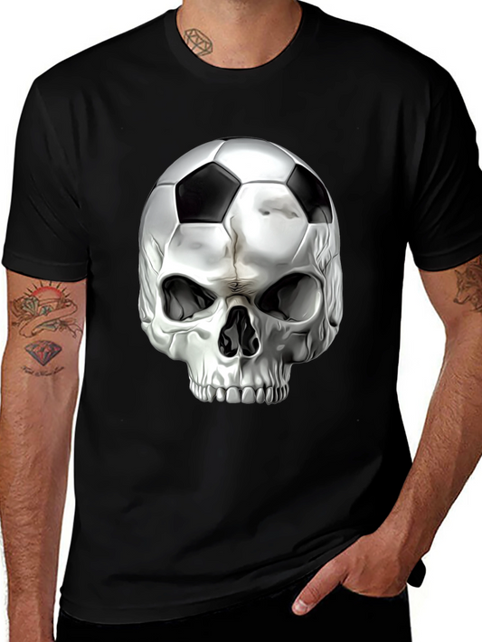Skull Soccer Ball Graphic Tee - Black T-Shirt