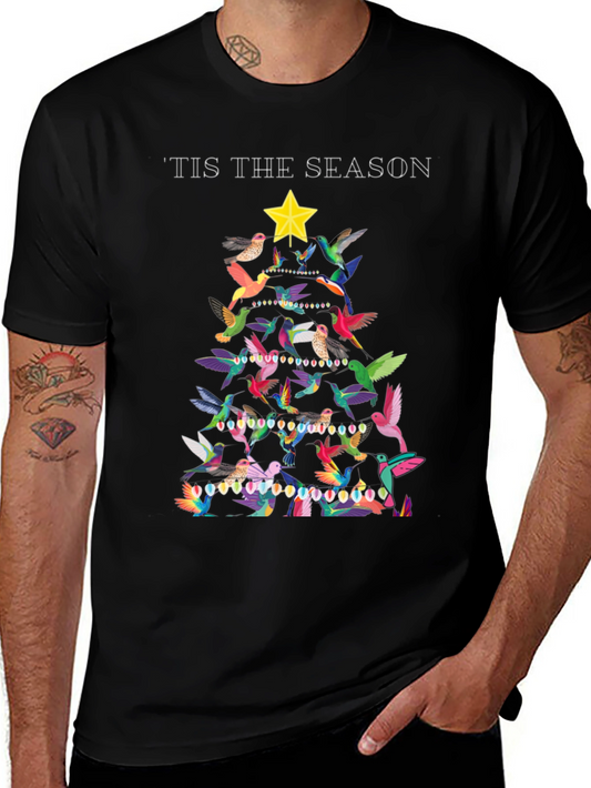 Festive Bird Christmas Tree Graphic Tee