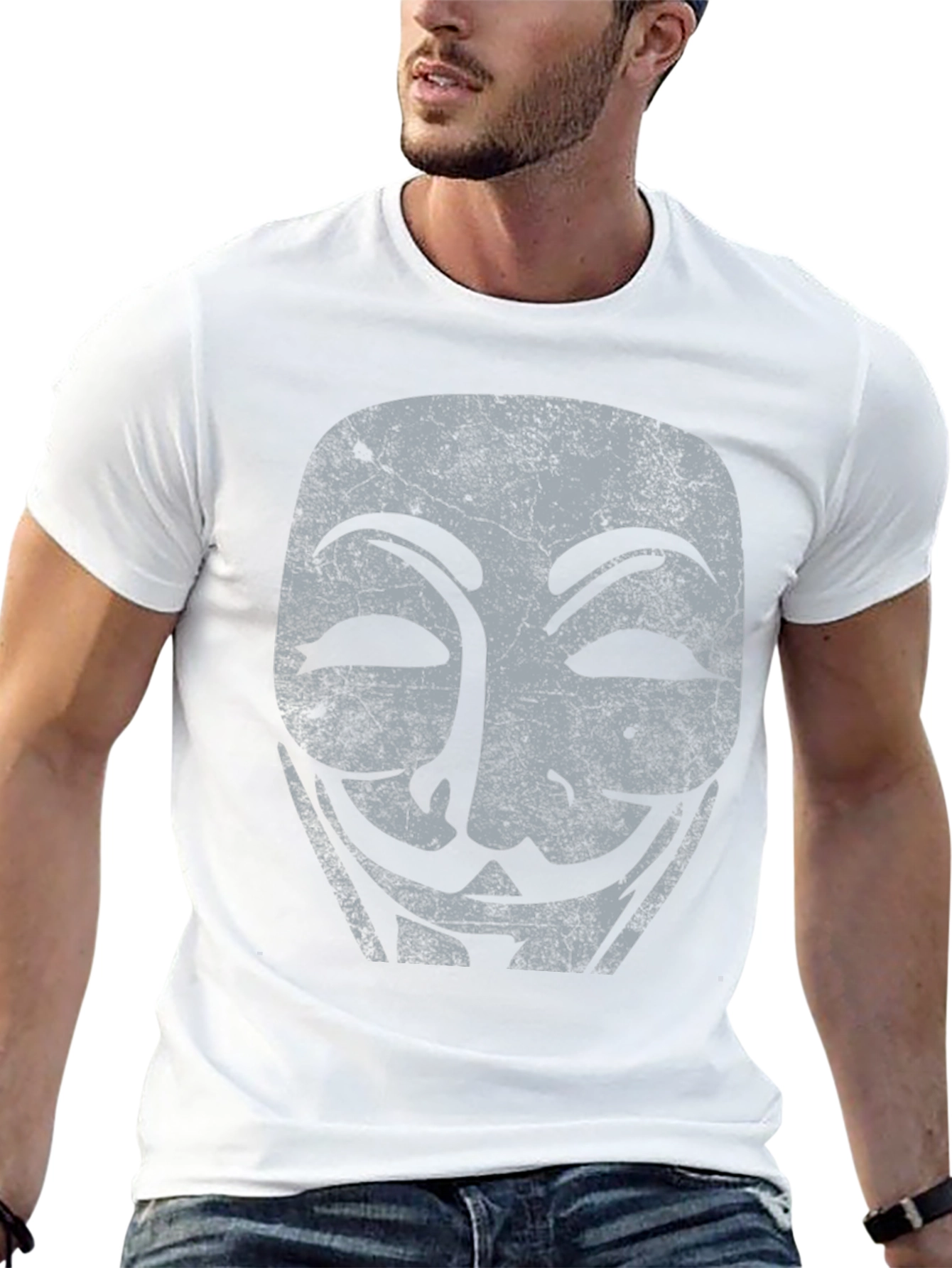 Anonymous Mask Graphic Tee - Black Cotton T-Shirt