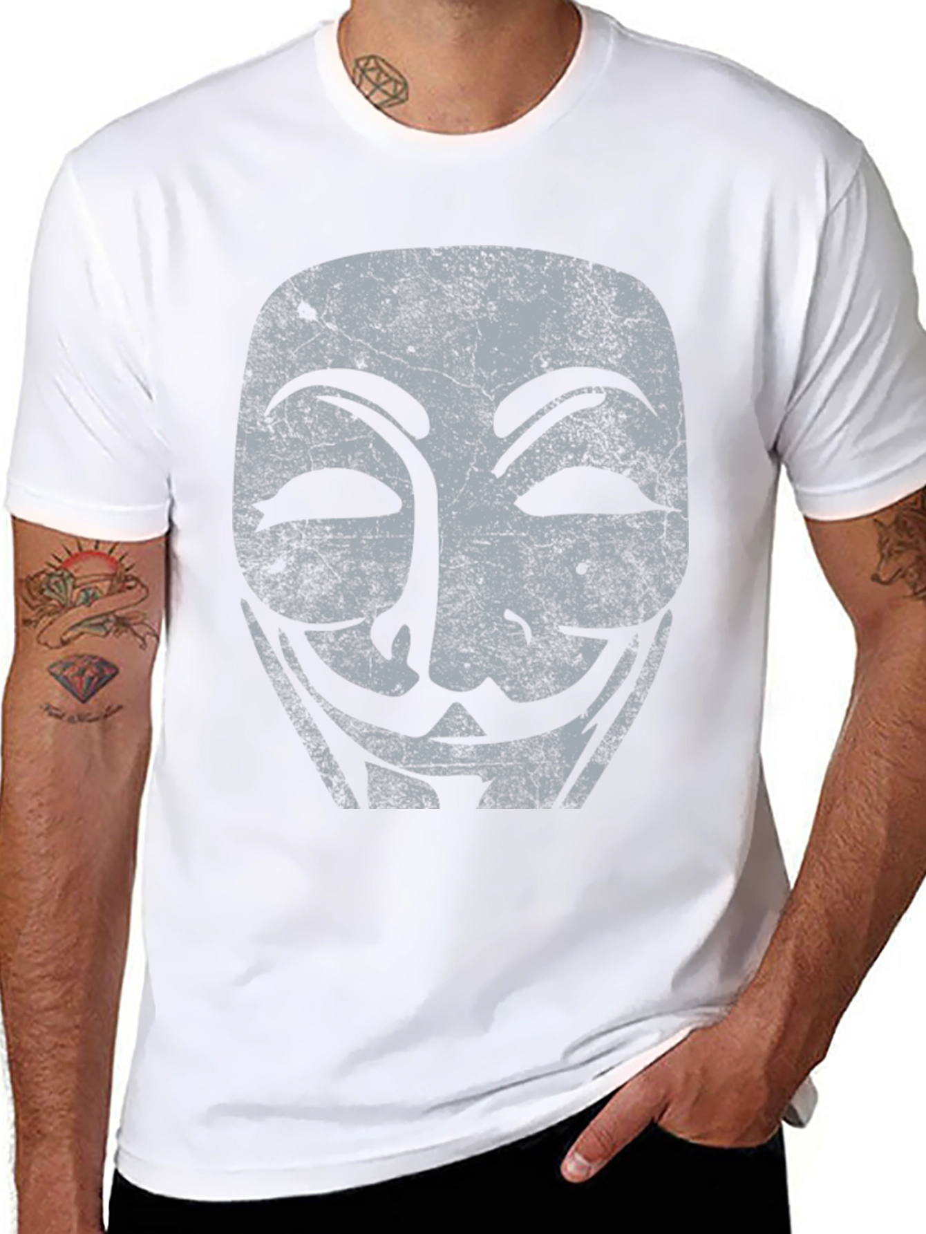 Anonymous Mask Graphic Tee - Black Cotton T-Shirt