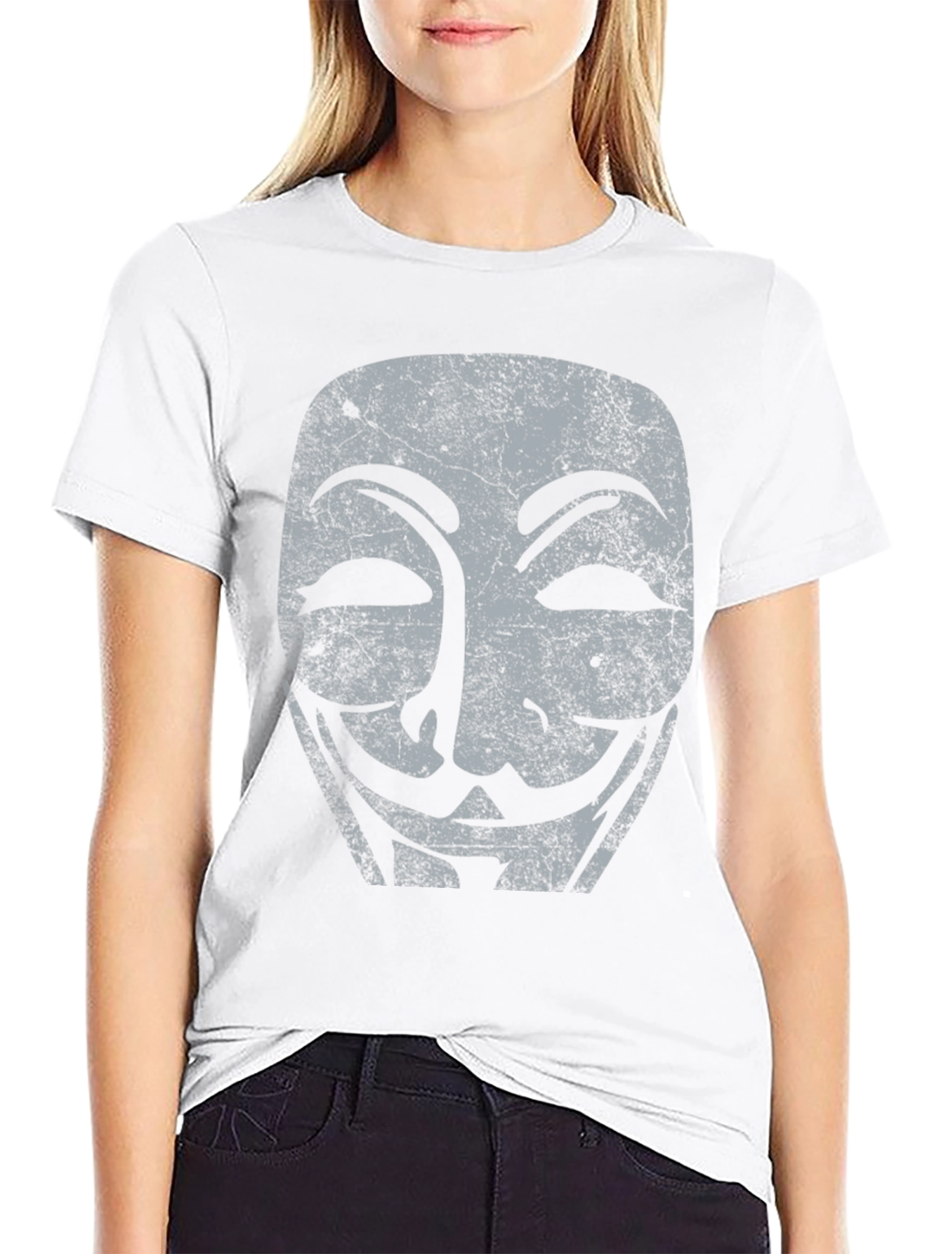 Anonymous Mask Graphic Tee - Black Cotton T-Shirt