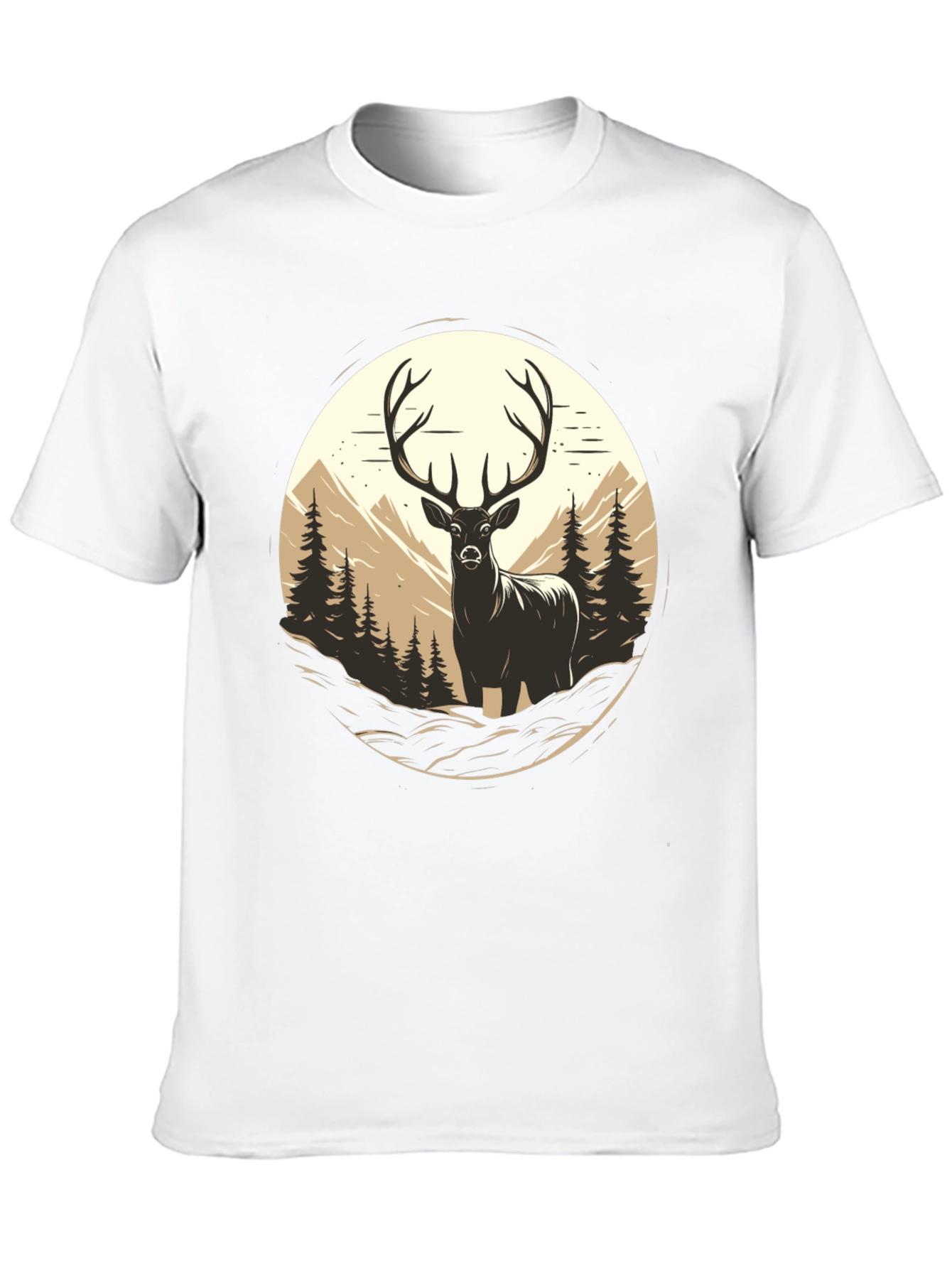 Deer in Wilderness Graphic Tee - Black