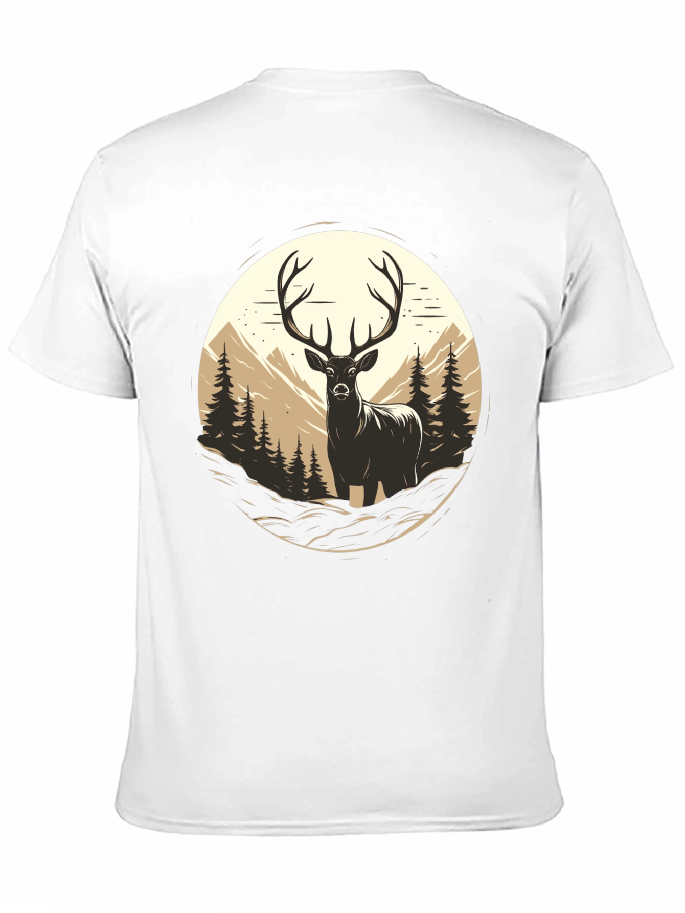 Deer in Wilderness Graphic Tee - Black