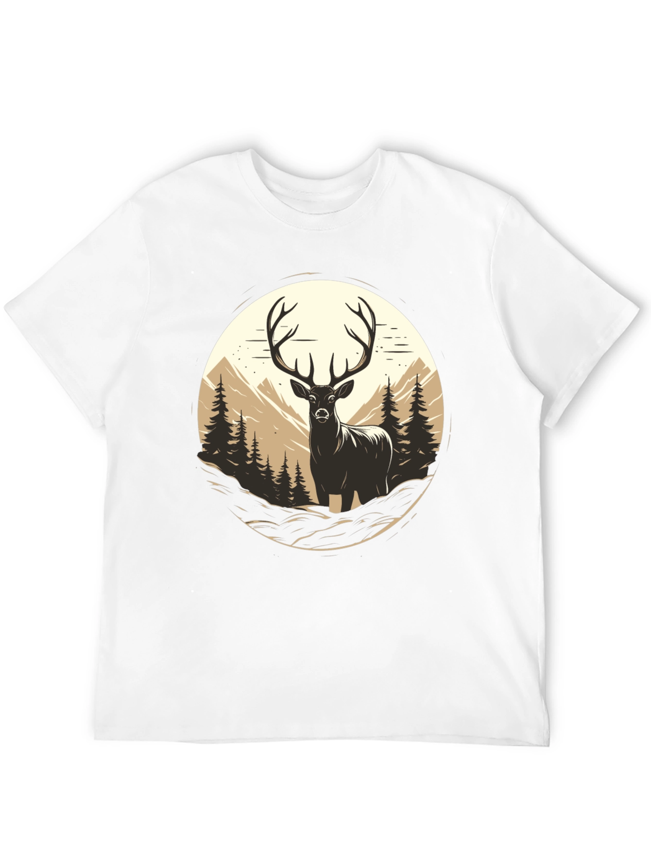 Deer in Wilderness Graphic Tee - Black
