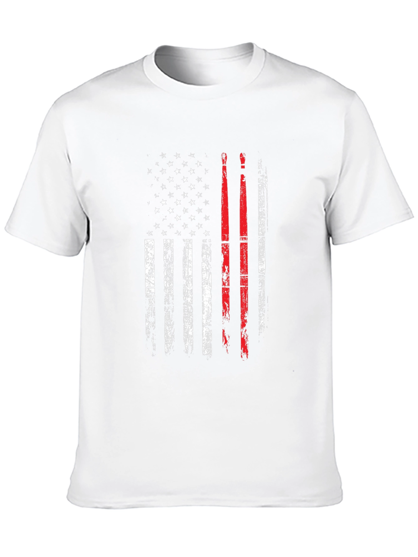 Patriotic Drummer T-Shirt: American Flag Drumsticks Design