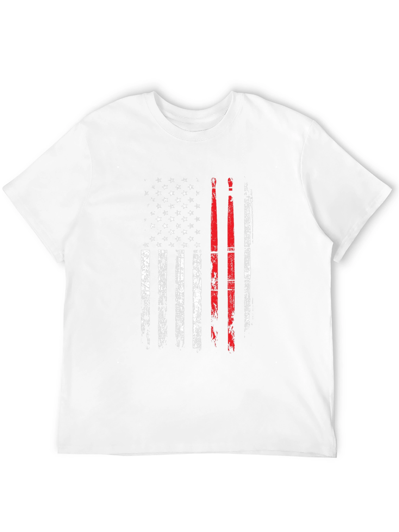 Patriotic Drummer T-Shirt: American Flag Drumsticks Design