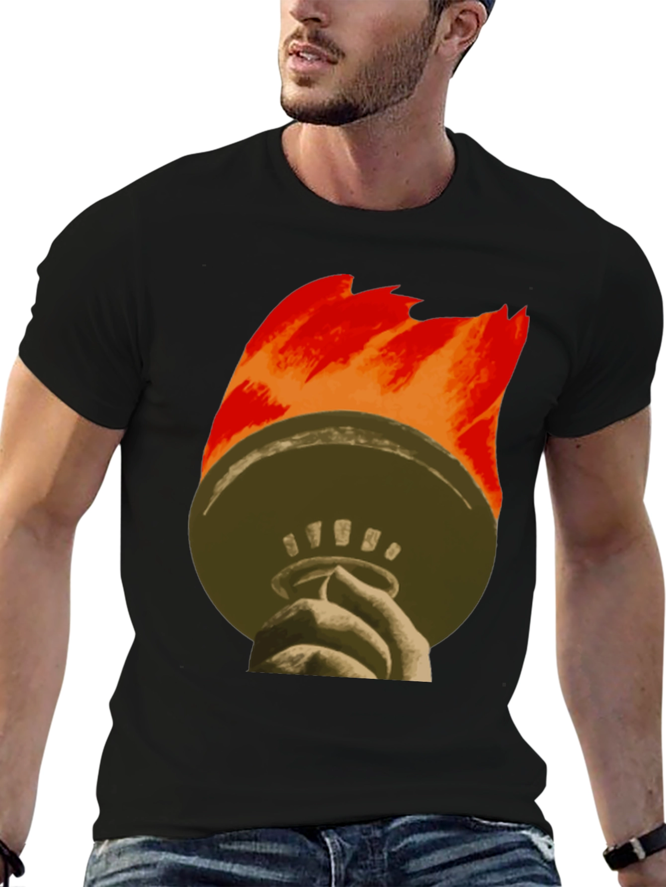 Liberty Torch Graphic Tee - Black Cotton