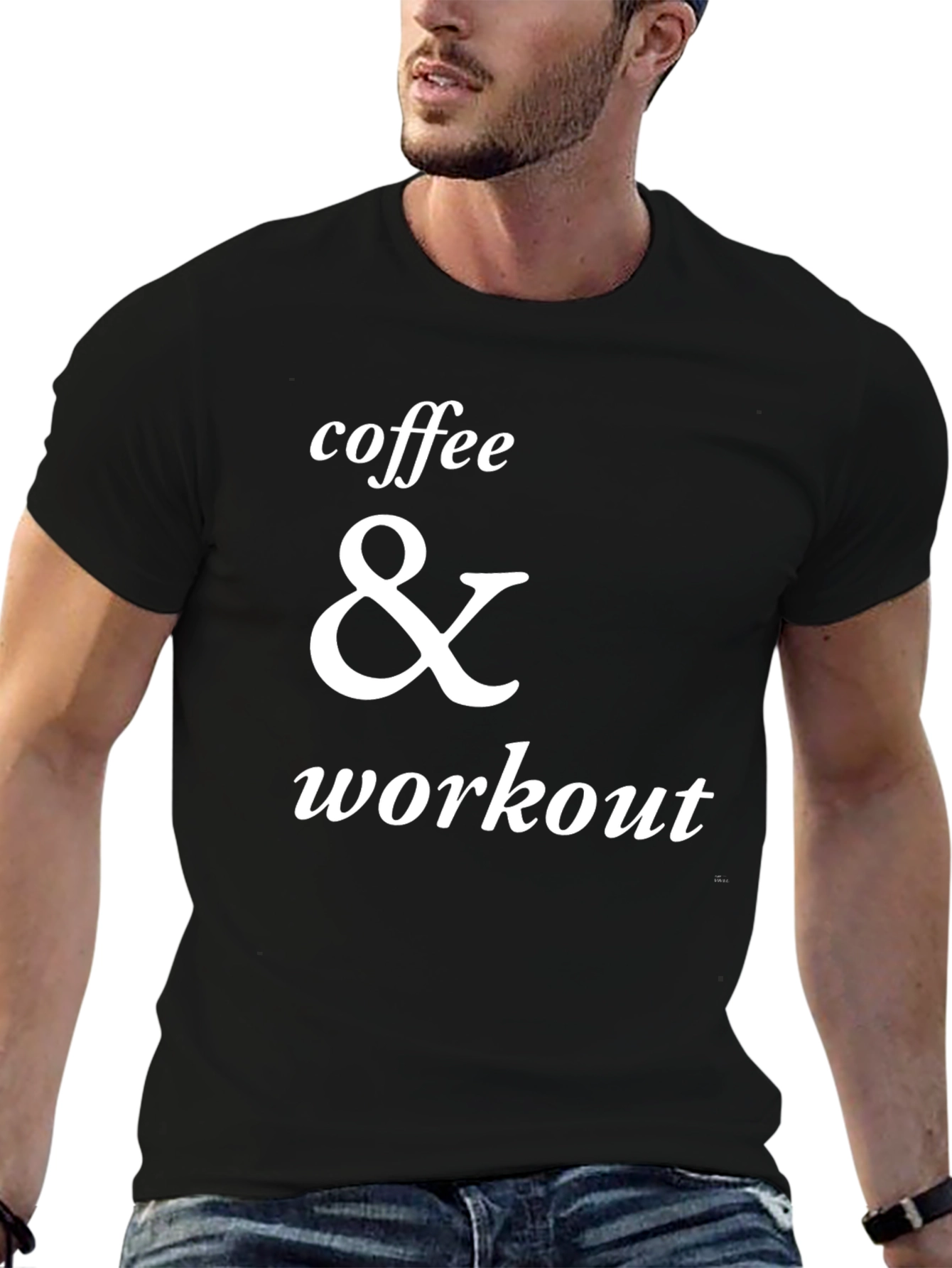 Coffee & Workout Graphic T-Shirt - Black