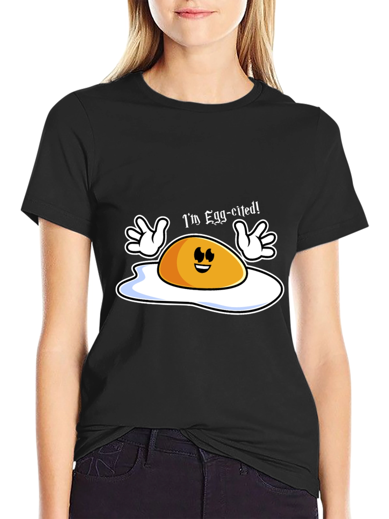 Egg-cited Cartoon Graphic Novelty T-Shirt