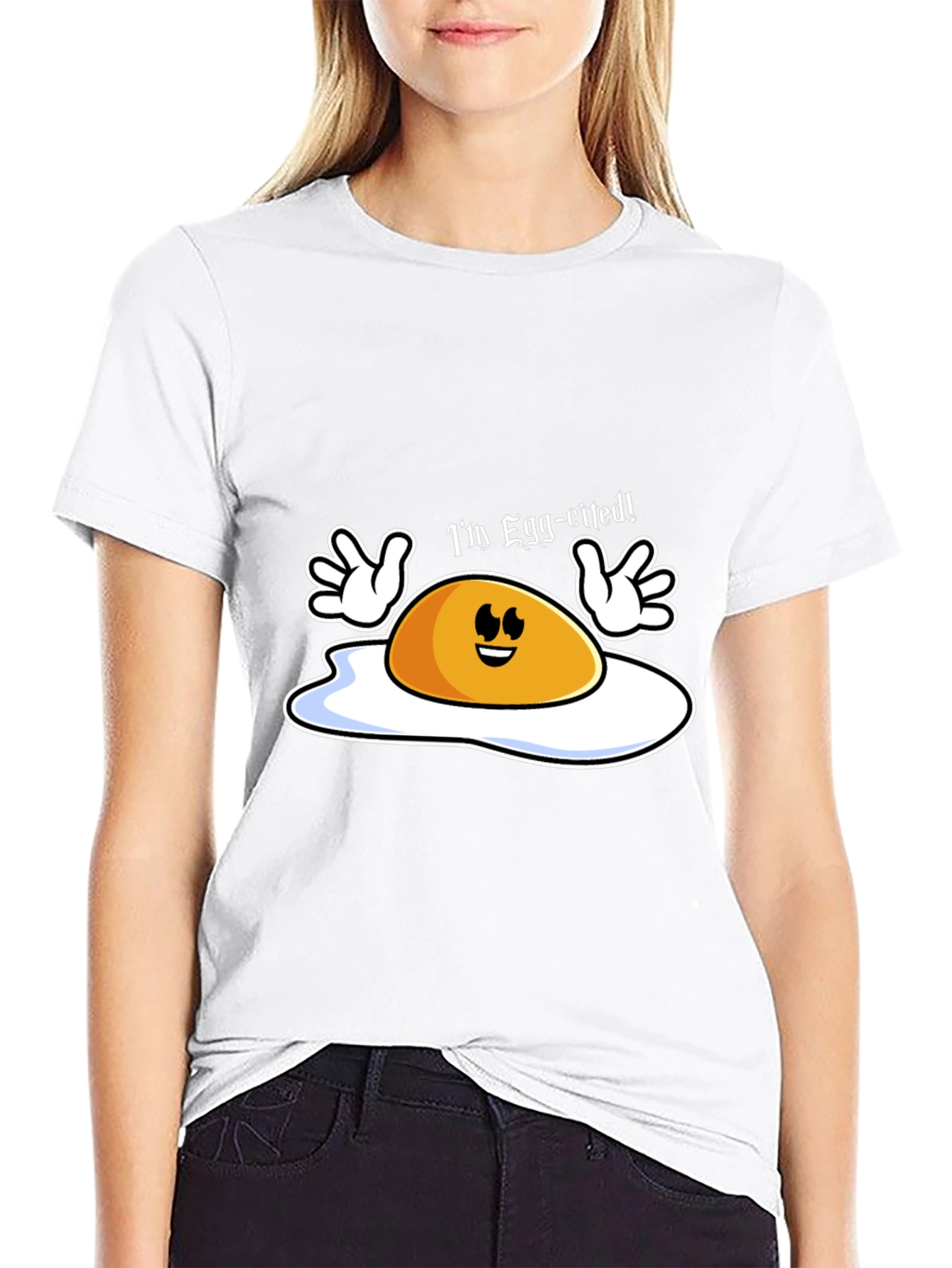Egg-cited Cartoon Graphic Novelty T-Shirt