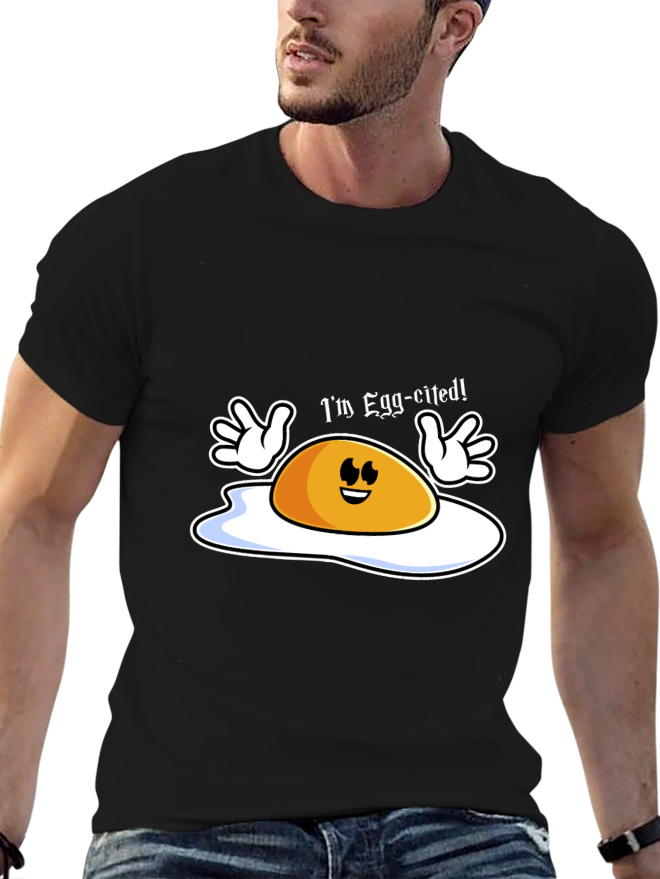 Egg-cited Cartoon Graphic Novelty T-Shirt