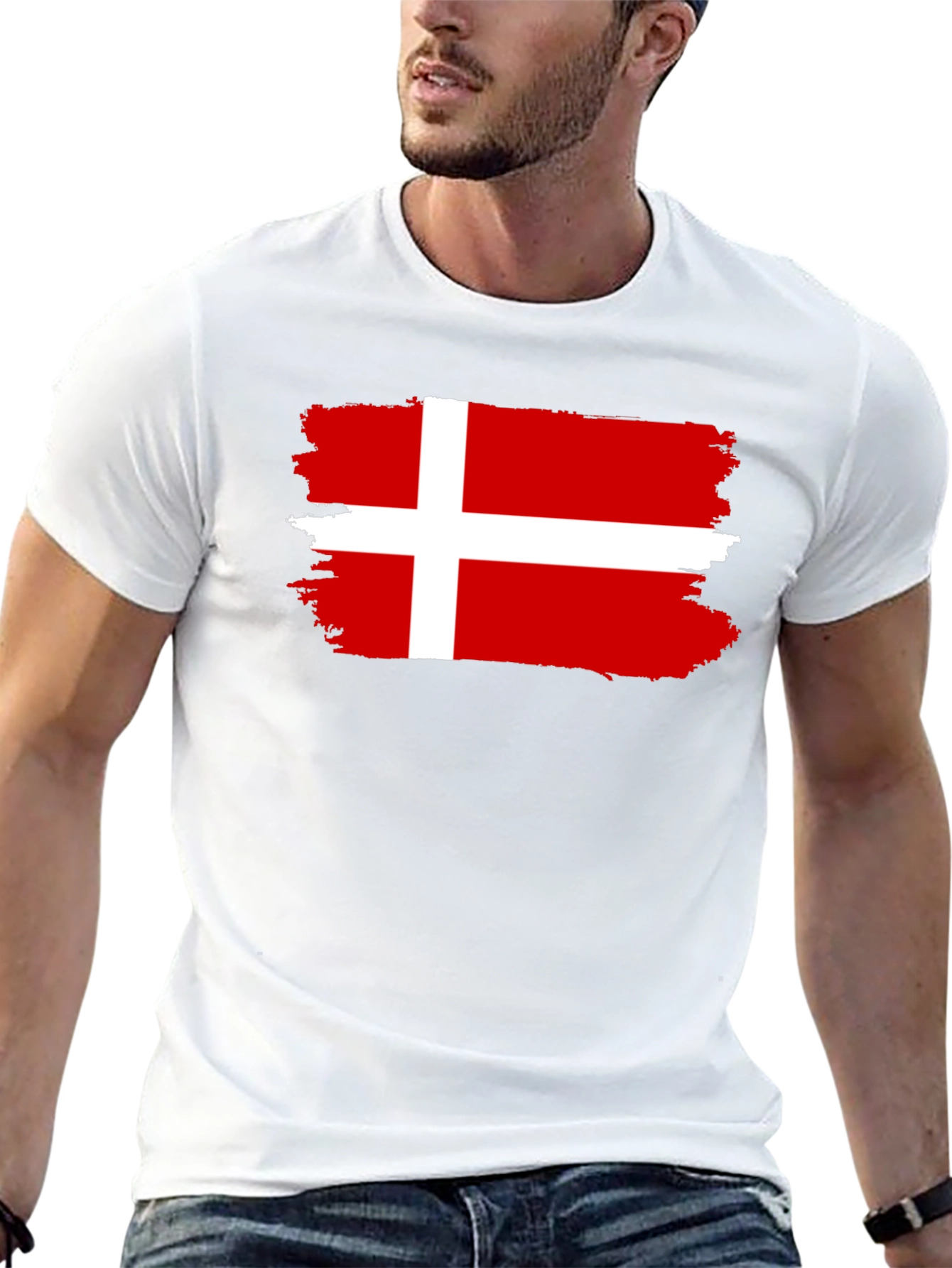 Denmark Flag T-Shirt - Distressed Look